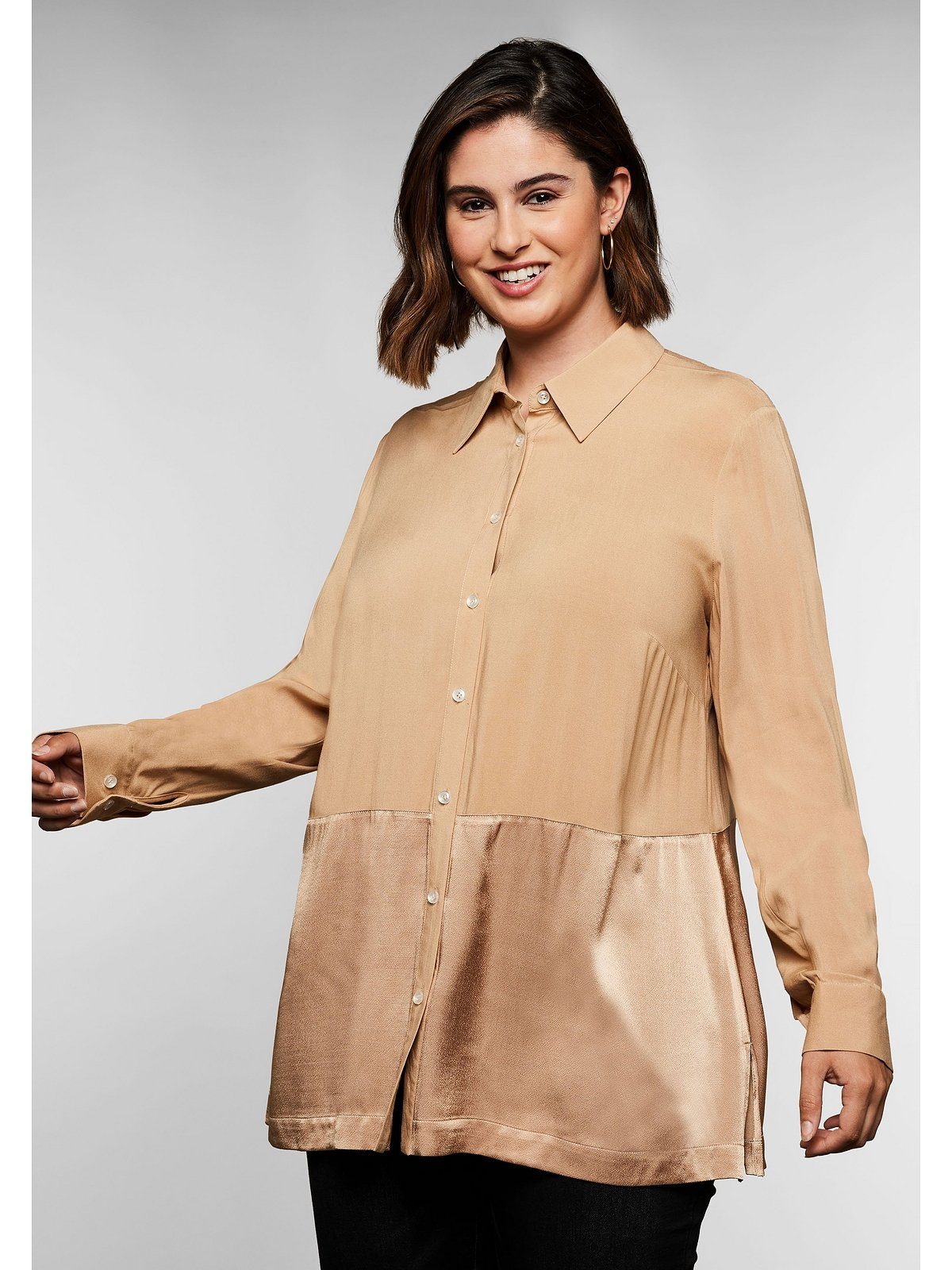 Sheego Hemdbluse Große Größen aus leicht glänzender Viskose
