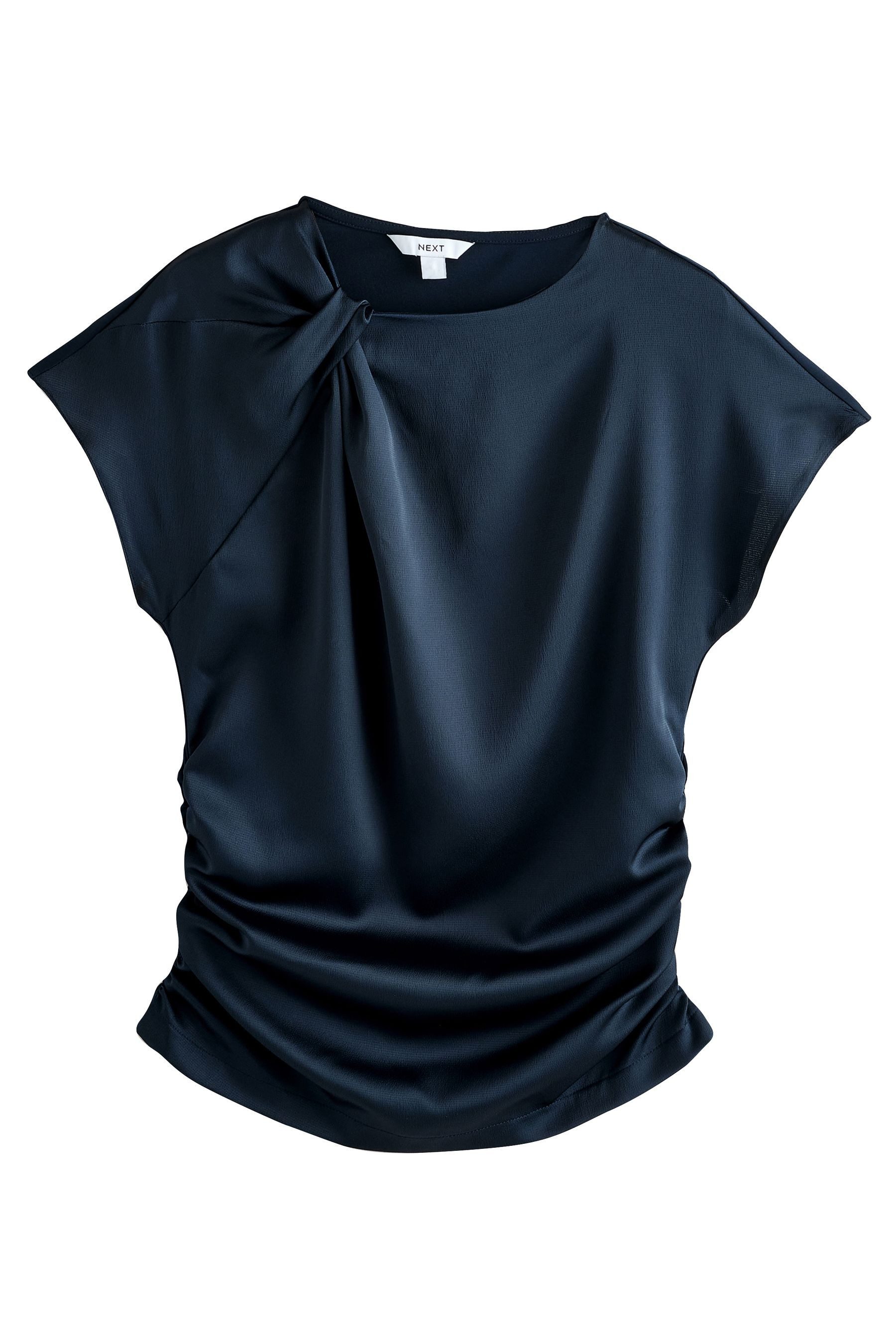 Next Kurzarmbluse Gerafftes Satin-Oberteil mit kurzen günstig online kaufen