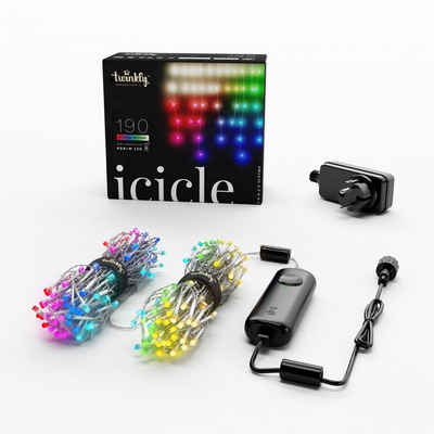 twinkly LED-Lichterkette ICICLE, Eiszapfenform mit 190 5mm LED RGBW, 5m Transparentes Kabel
