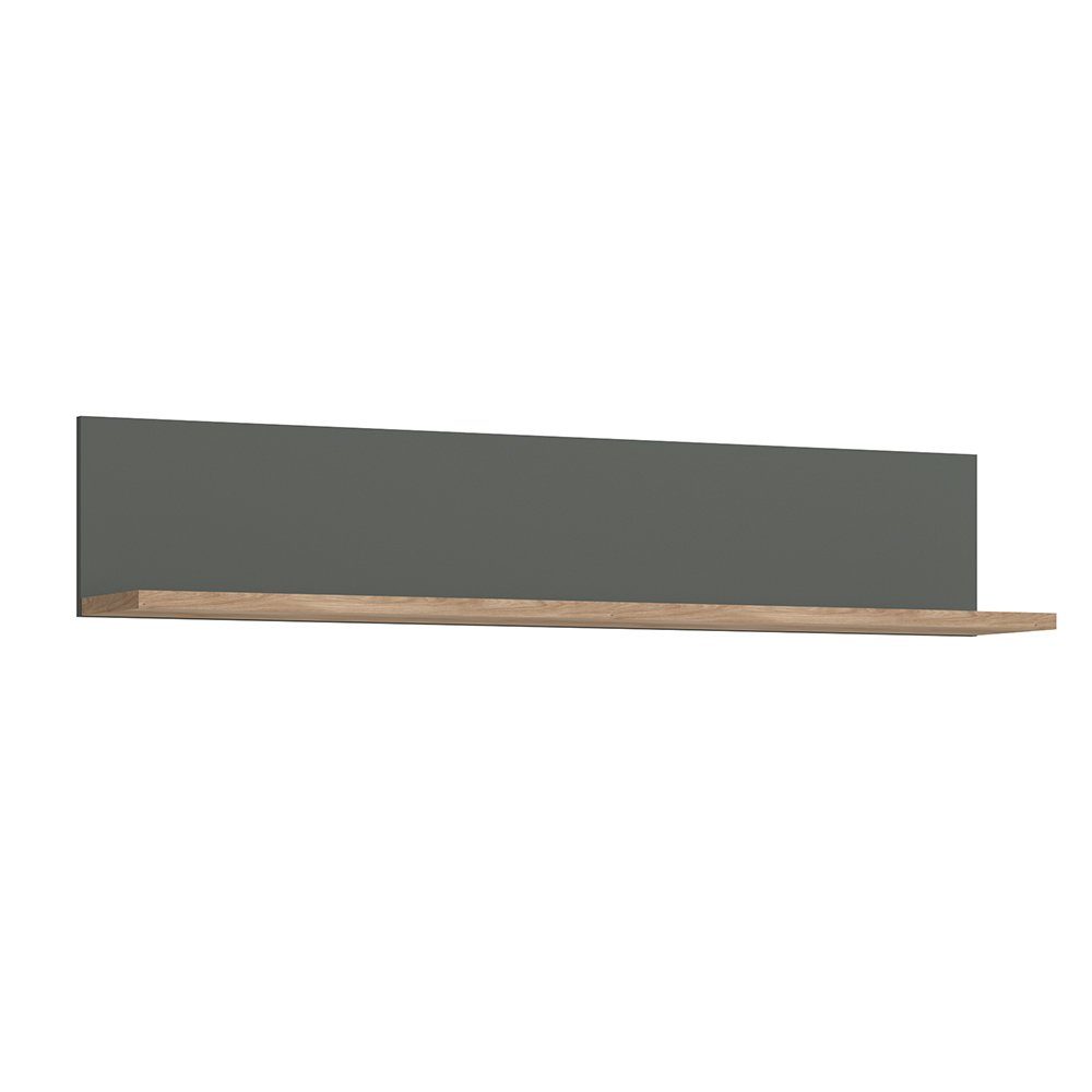 Lomadox Wandregal TOMAR-129, in Eiche Nb. und grau, B/H/T ca. 130/25/22 cm