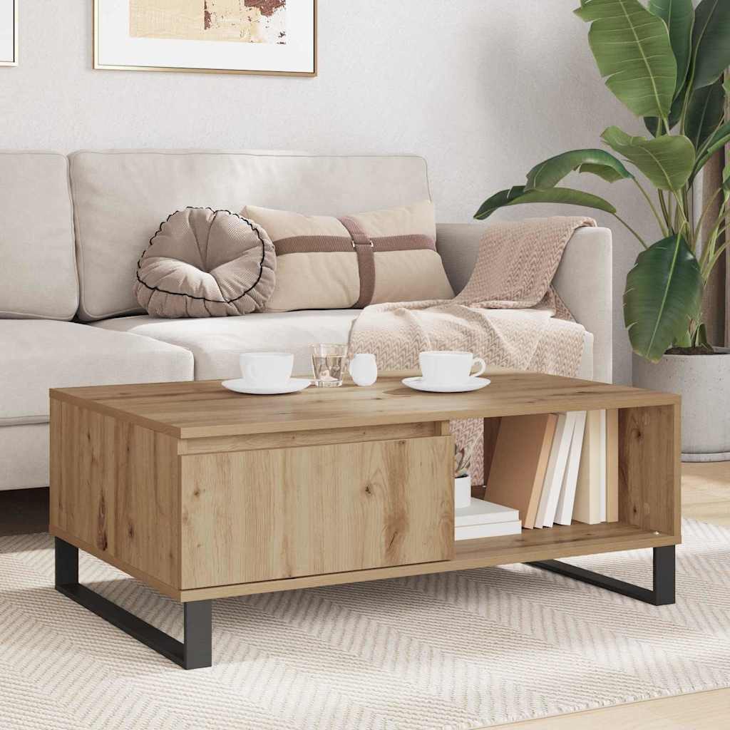 vidaXL Couchtisch Couchtisch Artisan-Eiche 90 x 60 x 35 cm Holzwerkstoff (1-St) – Bild 4 von 5