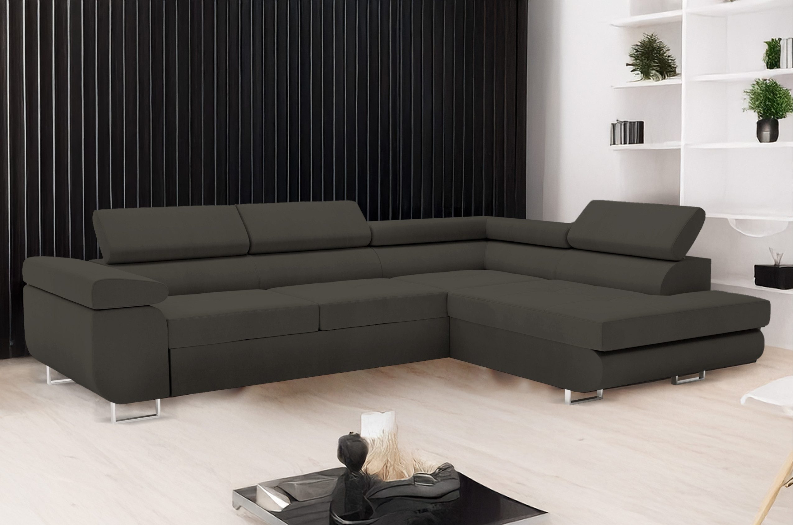 Goldstoff Ecksofa hochwertiges Sofa mit Schlaffunktion, günstig online kaufen