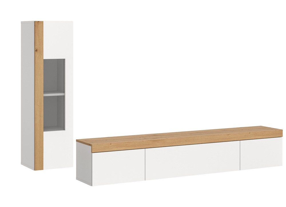 xonox.home Wohnwand Wohnwand Wohnkombination Ruda, 2-teilig, weiß / Artisan Eiche, (2-St), Wohnkombination, modern