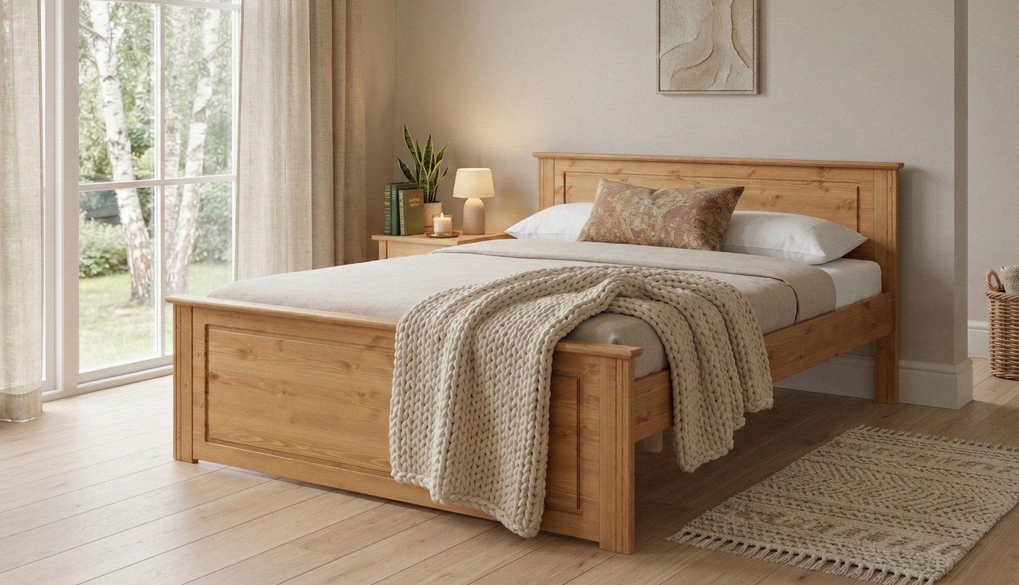 OTTO home Massivholzbett Hugo, FSC® zertifiziert, Landhausstil, zeitlos und edel (auch als Super Sparset inklusive Schubkästen), Stauraumbett, extra belastbar, Made in EU, viele Breiten