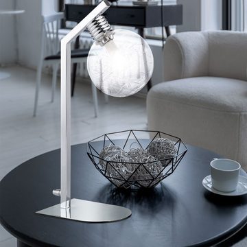 WOFI LED Tischleuchte, Leuchtmittel inklusive, Warmweiß, LED Tisch Leuchte Glas Kugel Schalter Beleuchtung transparent Lampe
