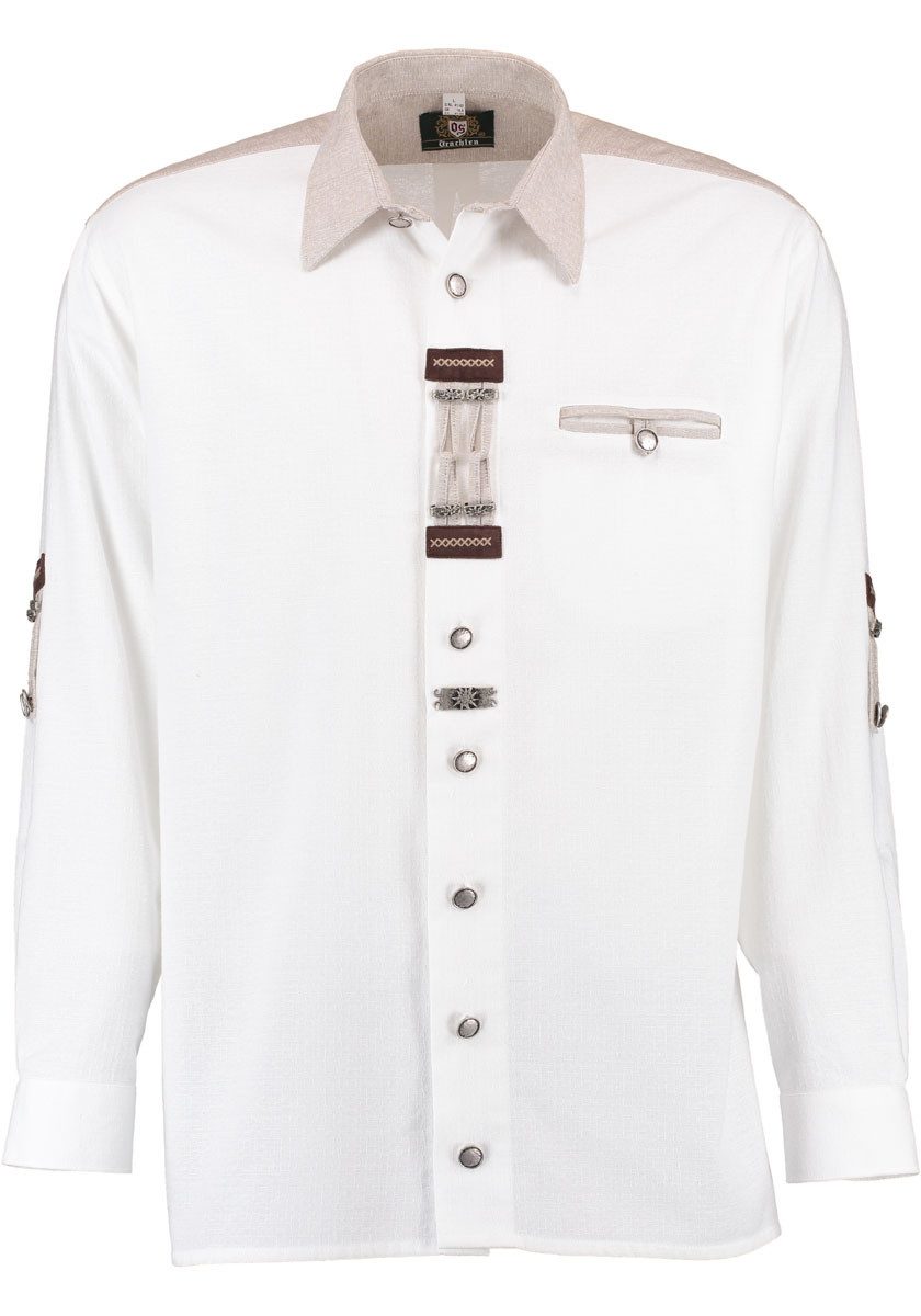 OS Trachten Trachtenhemd Nevai Langarmhemd mit Paspeltasche, Zierteile auf der Knopfleiste