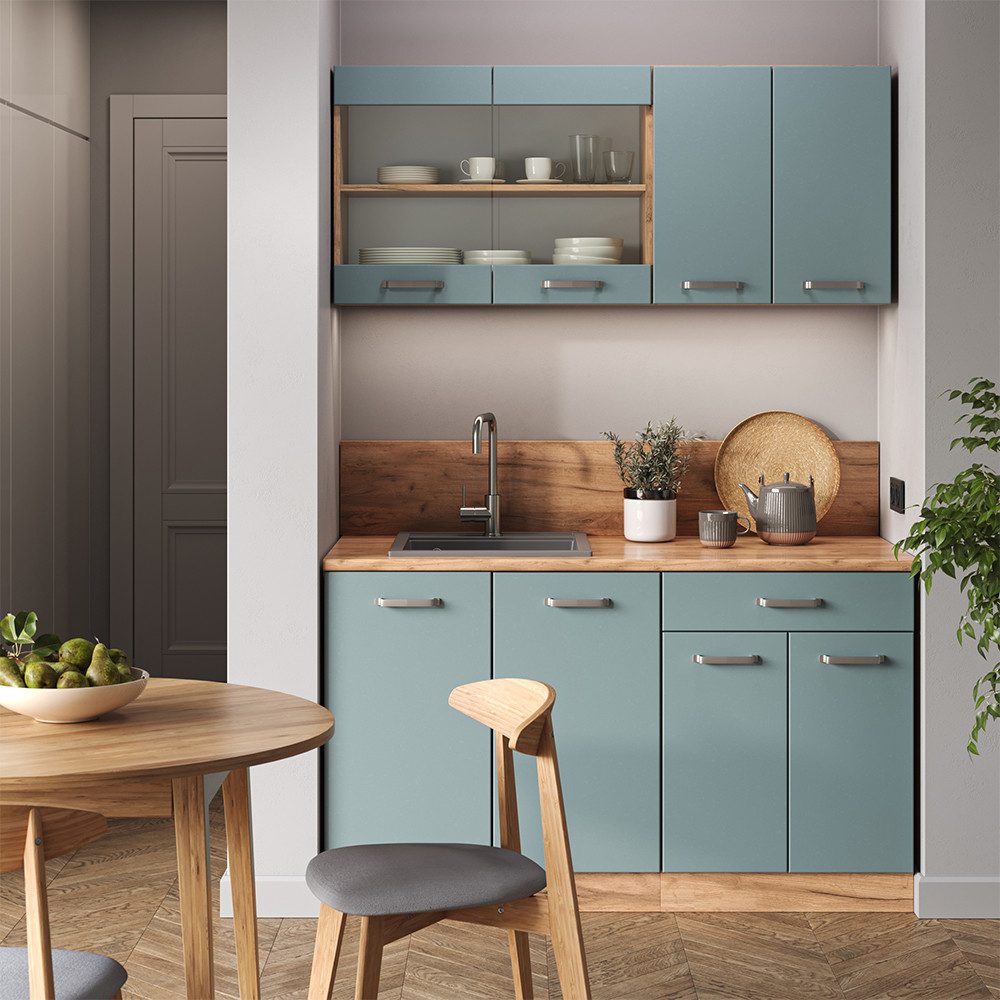 Vicco Hängeschrank R-Line, Blau-Grau, 29.6 x 59 cm Möbelfront für den Hängeschrank (1-St)