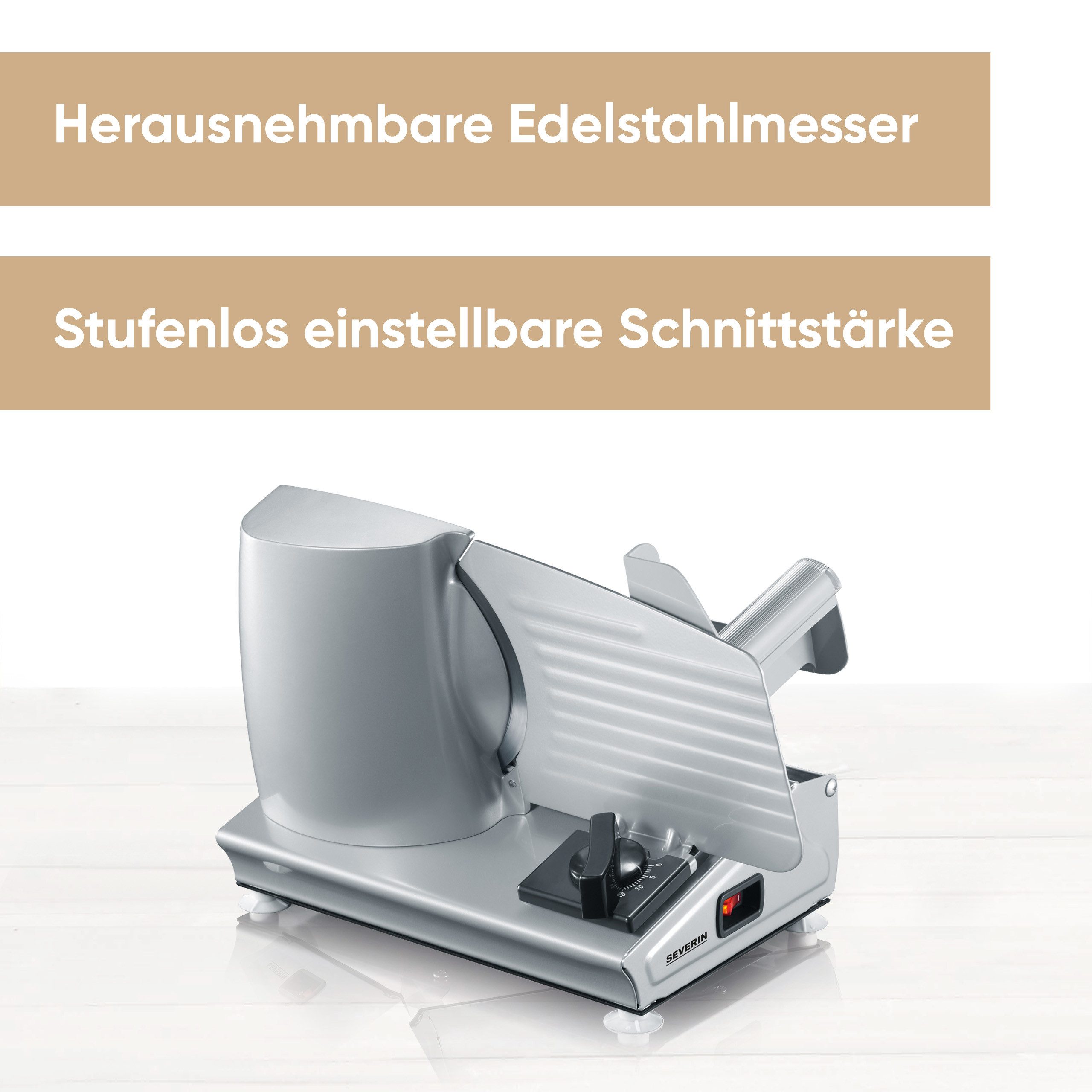 Severin Allesschneider AS 3915, 180 W, stufenlose Einstellung der Schnittstärke, herausnehmbares Messer
