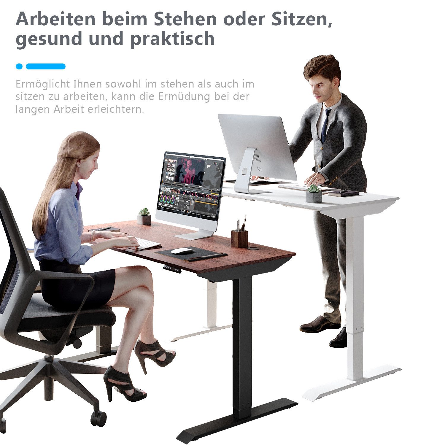 SONNI Schreibtisch Elektrisch Höhenverstellbarer Schreibtisc Bürstenloser Motor, mit 3 Memory-Funktionen, Anti-Kollisionssystem, Kabelmanagement – Bild 5 von 5