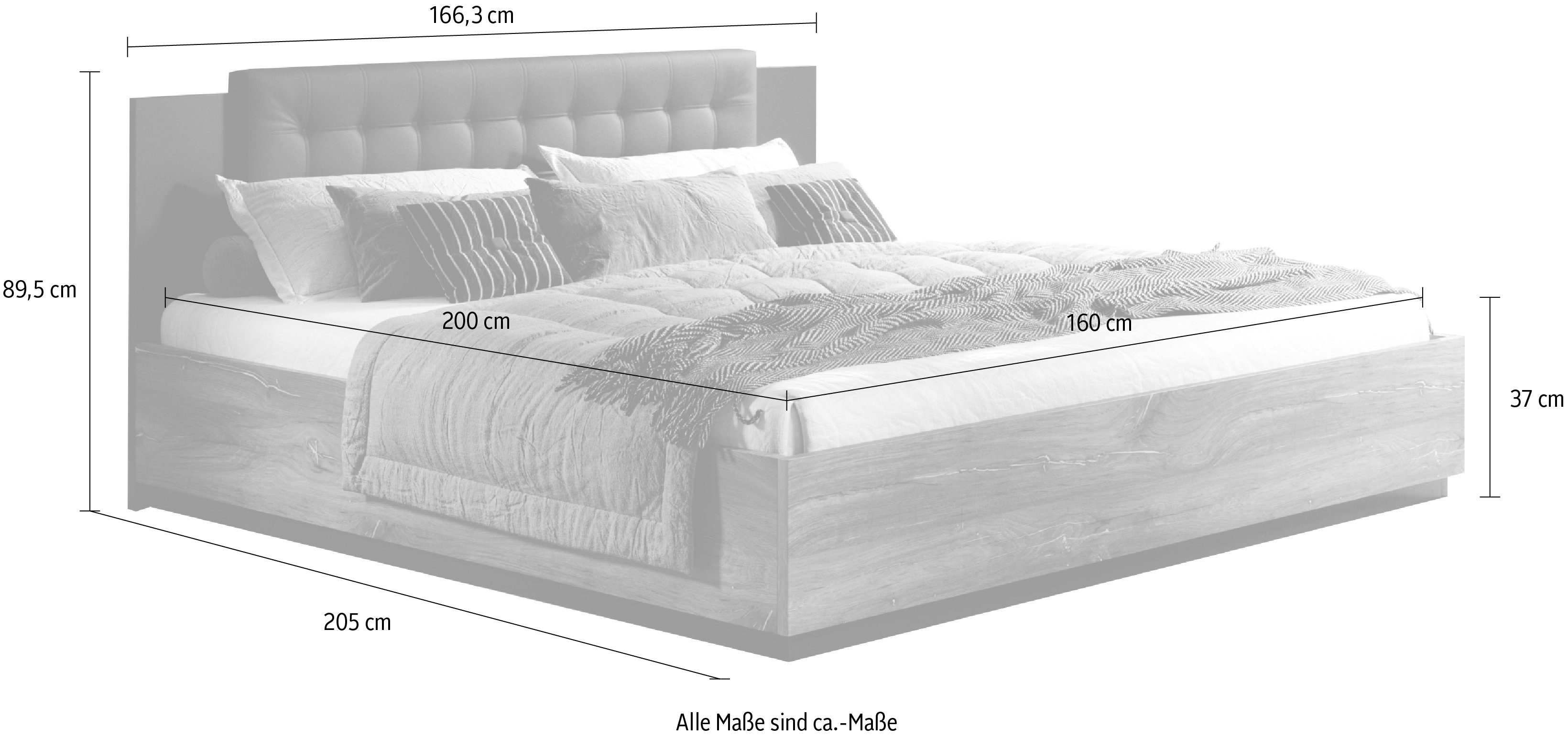 Home affaire Bett Sigma, Doppelbett in zwei Breiten mit gepolstertem Kopfteil