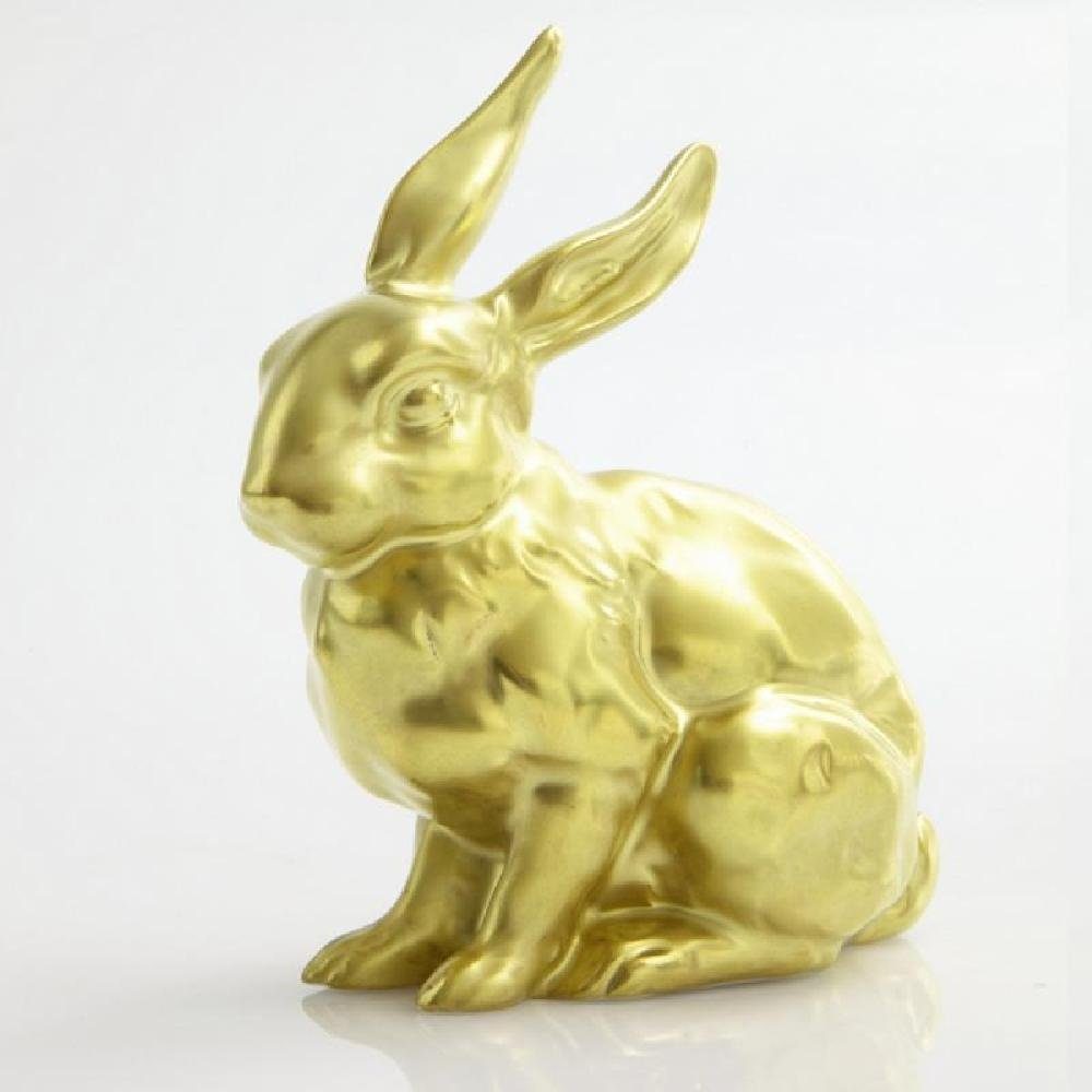 Reichenbach Hase Osterhase Gold Porzellanfigur sitzend
