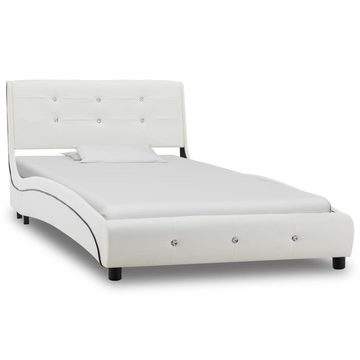 vidaXL Bett Bett mit Matratze Weiß Kunstleder 90 x 200 cm