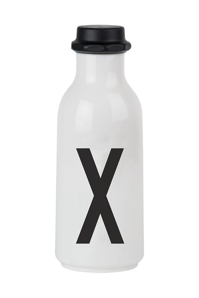 Design Letters Trinkflasche Schwarz Weiß 0,5 Liter 20202500-Q, aus Kunststoff, 0,5 Liter, Buchstabe X Motiv, mit Deckel