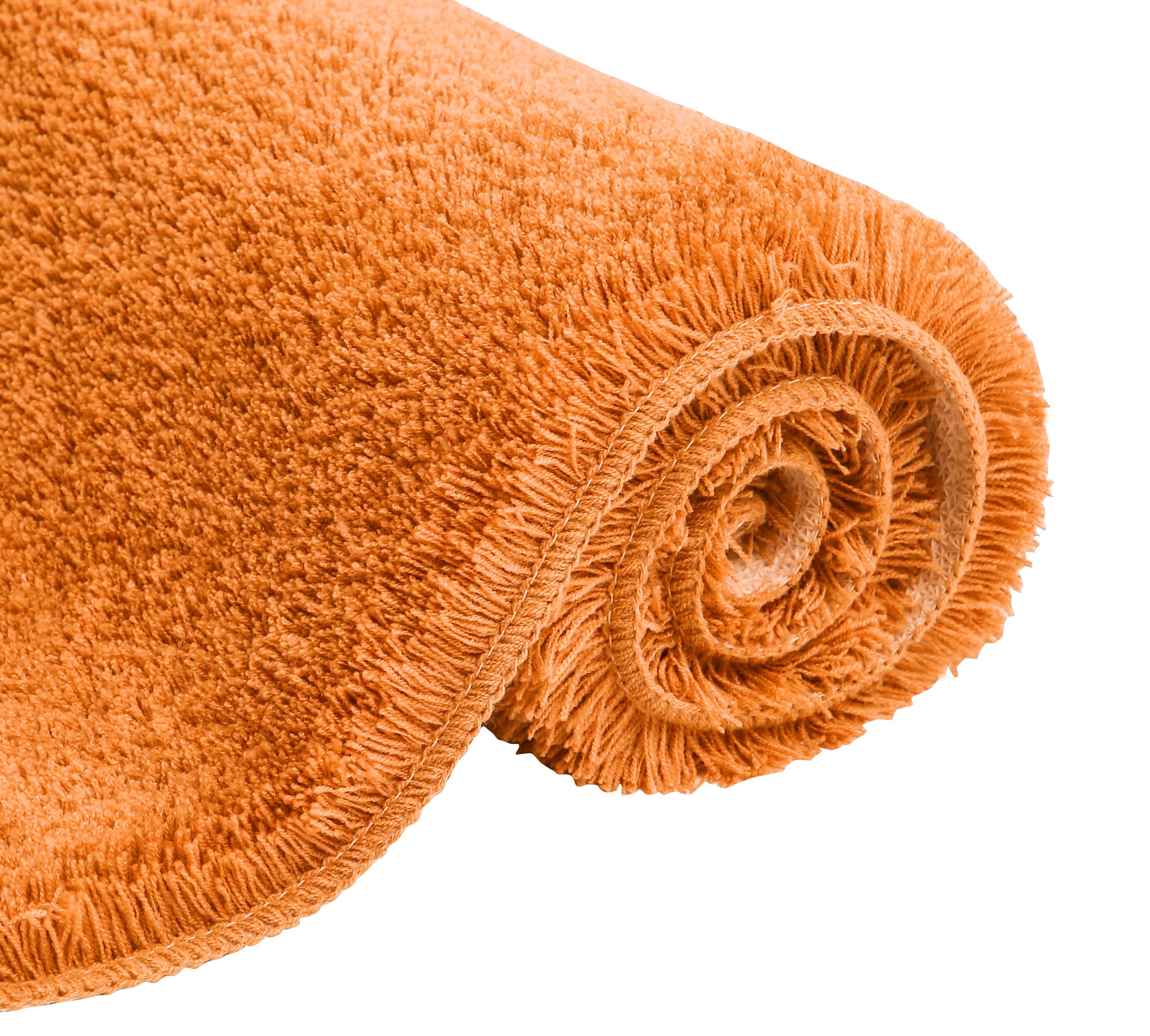 OTTO home Badematte Merida, Badvorleger, Badezimmer Teppich, Höhe 32 mm, rutschhemmend beschichtet, schnell trocknend, strapazierfähig, fußbodenheizungsgeeignet, Kunstfaser, 2-tlg. Hänge-WC Set, Badteppich, Uni Farben, rechteckig, rund & als 2-tlg. Set erhältlich
