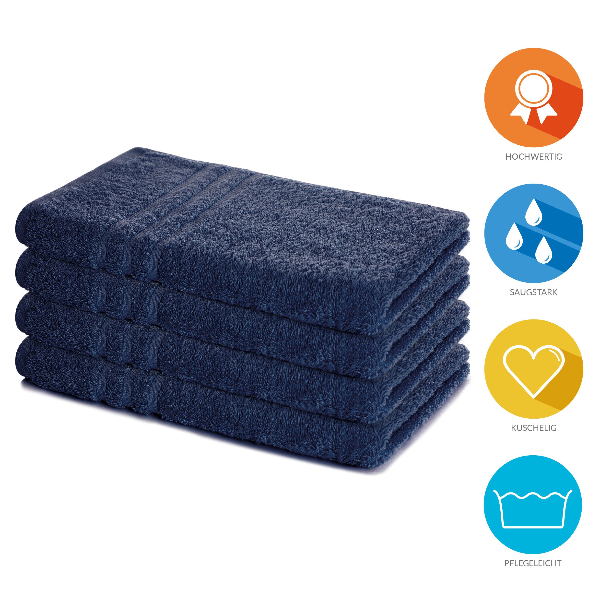 Lavea Handtuch Handtücher Set Elena Frottee 50x100 cm, Gästetücher, 100% Baumwolle (4er Set), 500 g/m² Frottier, weich & saugstark, pflegeleicht