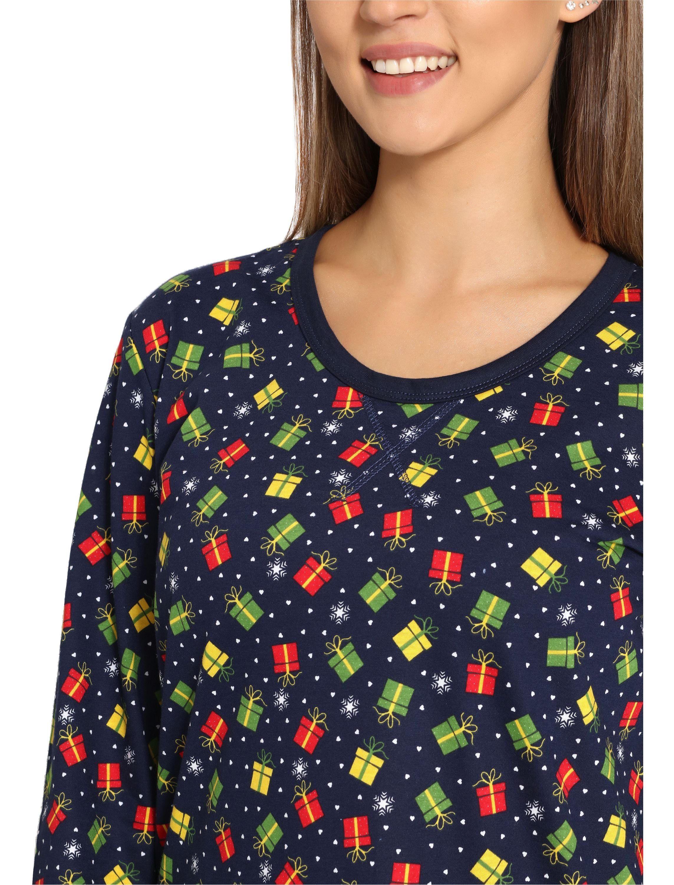 Merry Style Nachthemd Damen Baumwolle Langarm Marineblau/Geschenke (1-tlg) aus Nachthemd MS10-180