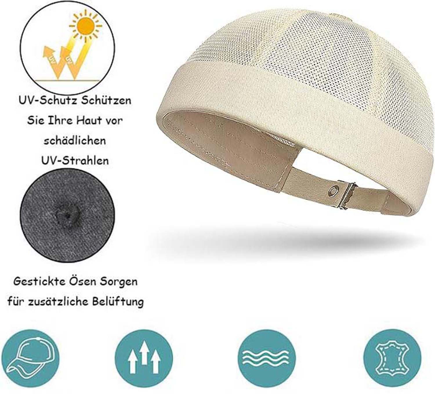 Zaewry Dockermütze Verstellbar Seemannsmütze UV-Schutz Dockermütze Sommer Hafenmütze