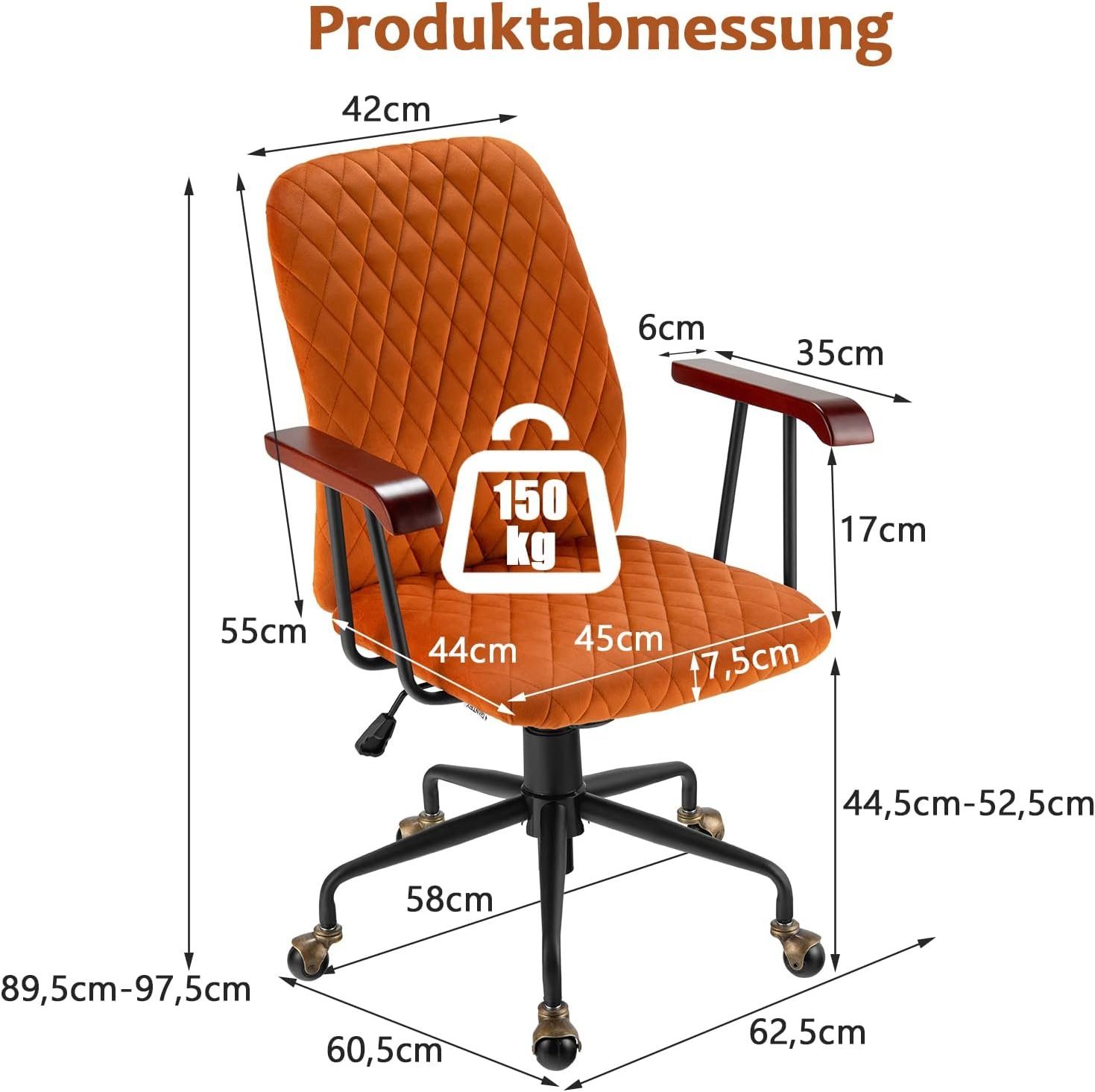 Bürostuhl Schreibtischstuhl, orange 150 kg bis KOMFOTTEU