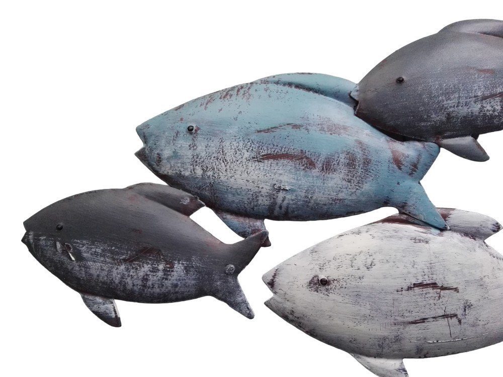 Wanddekoobjekt Wandobjekt Fische bunter Fischschwarm Wanddekoration Eisen