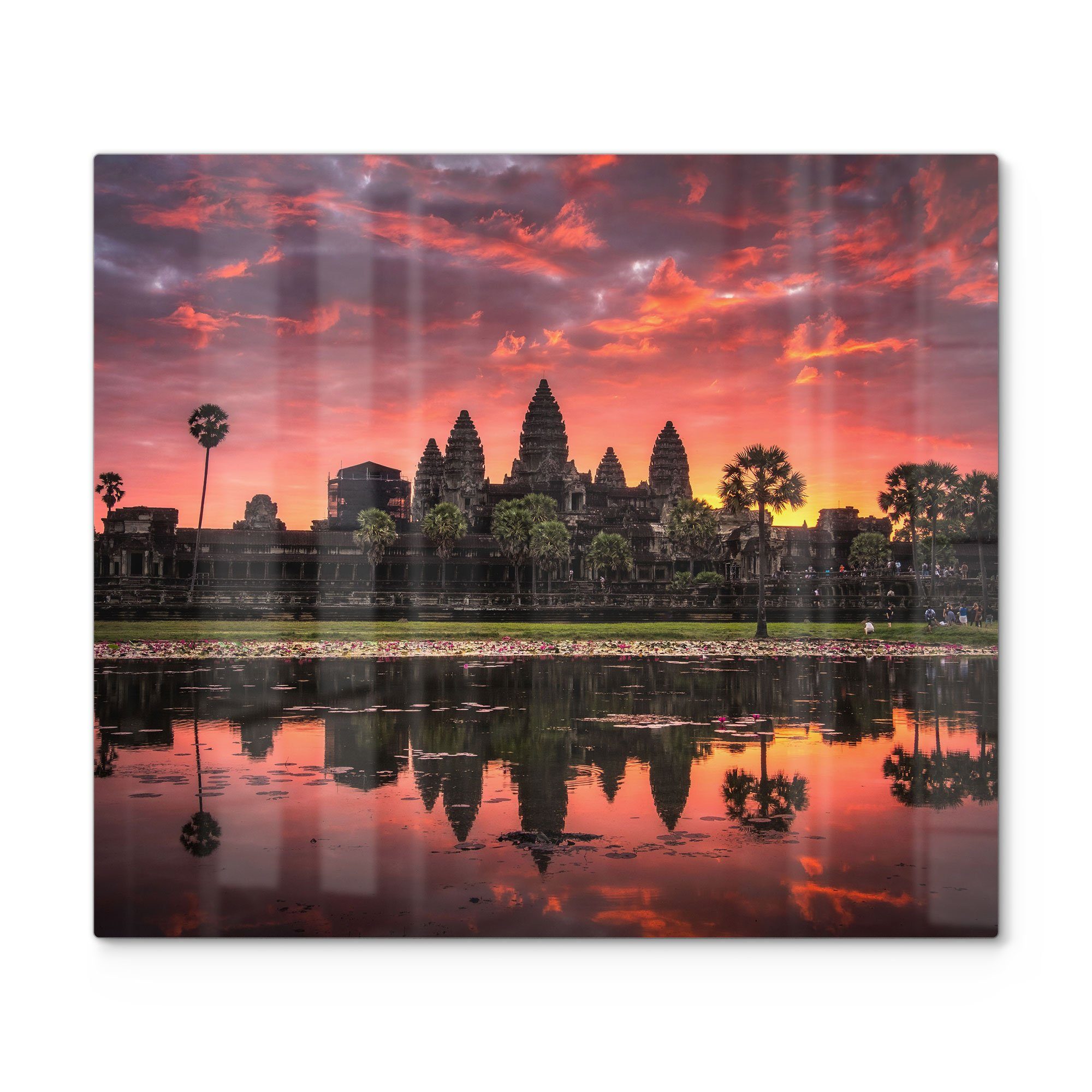 DEQORI Herdblende-/Abdeckplatte 'Angkor Wat in Morgenröte', Glas, (1 tlg), Glas Herdabdeckplatte Ceranfeld Herd