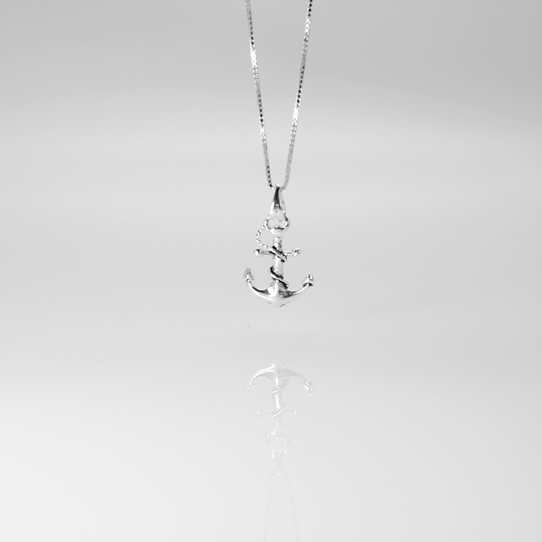 ELLAWIL Silberkette Kette Silberkette Seemannsanker mit Seetau Anhänger Halskette Anker (Kettenlänge 45 cm, Sterling Silber 925), inklusive Geschenkschachtel