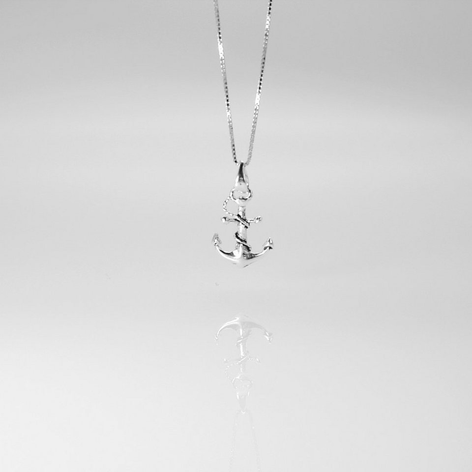 ELLAWIL Silberkette Kette Silberkette Seemannsanker mit Seetau Anhänger  Halskette Anker (Kettenlänge 45 cm, Sterling Silber 925), inklusive  Geschenkschachtel
