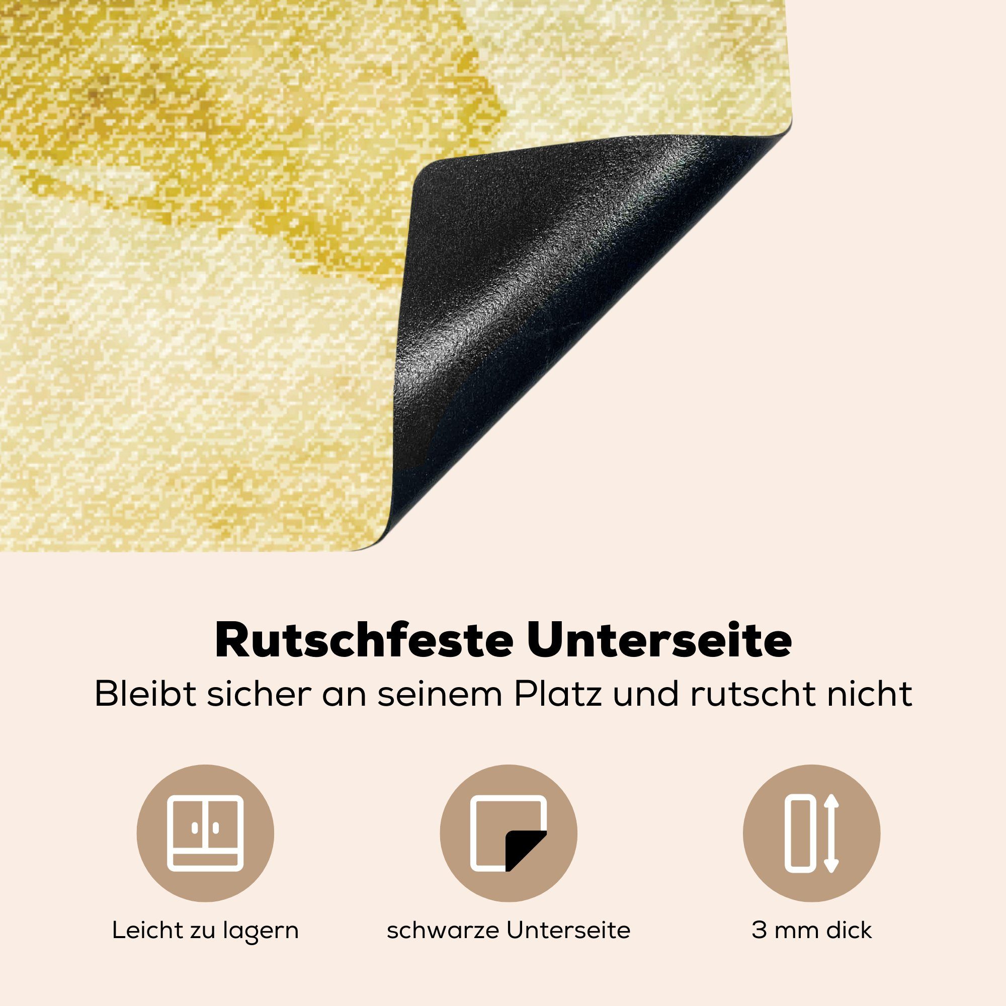 küche Vinyl, Eine Herdblende-/Abdeckplatte für Ceranfeldabdeckung, von (1 Illustration einem Arbeitsplatte Aruba MuchoWow tlg), 78x78 farbigen auf cm, Hintergrund,