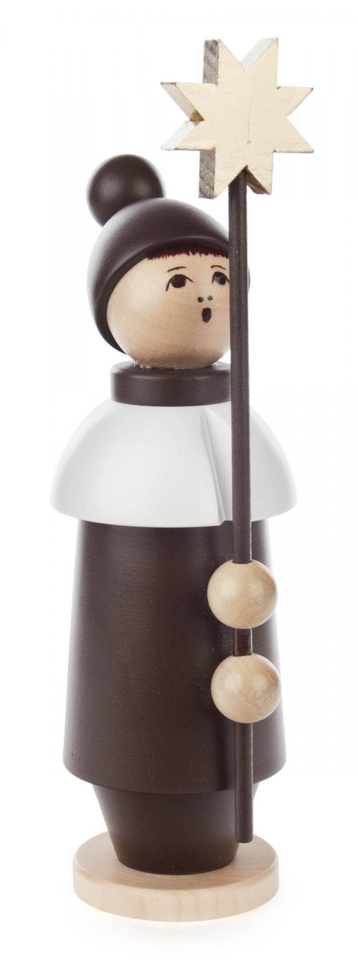 Spielwarenmacher Günther e.K. Weihnachtsfigur Weihnachtsfigur Kurrendefigur groß mit Stern Höhe 24,5cm NEU, Mit Bommelmütze, goldener Stern