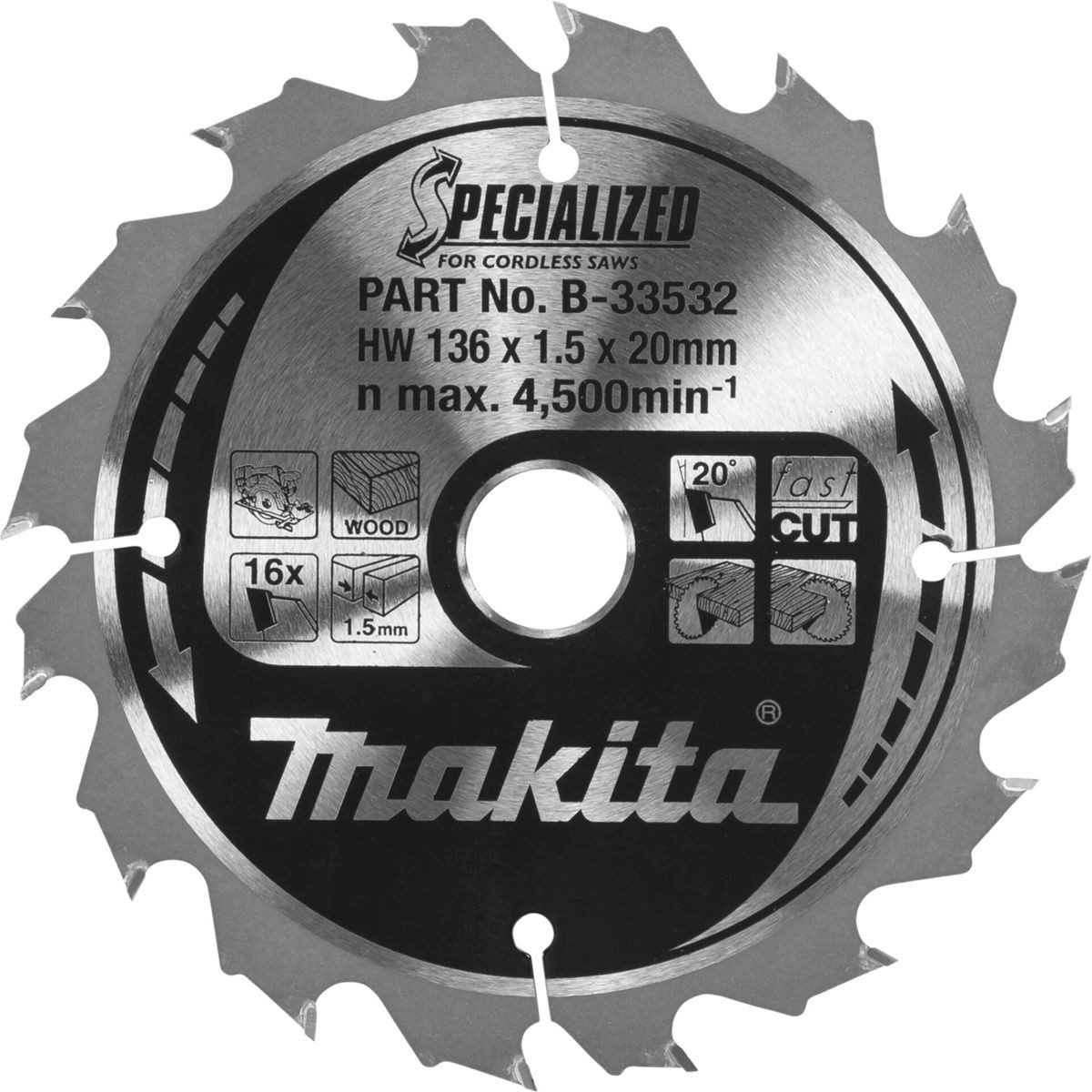 Makita Kreissägeblatt B-33532 SPECIALIZED Sägeb.136x20x16Z günstig online kaufen