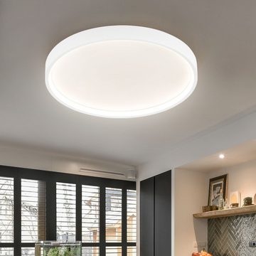 etc-shop LED Deckenleuchte, LED-Leuchtmittel fest verbaut, Warmweiß, LED Deckenleuchte Deckenlampe rund Wohnzimmer weiß in runder Form 3