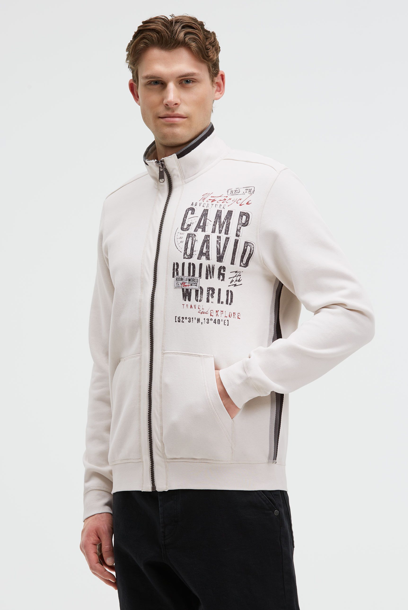 CAMP DAVID Sweatjacke mit Stehkragen