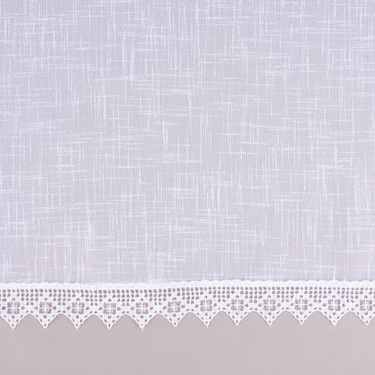 SCHÖNER LEBEN. Stoff Seitenschal Gardine Häkel-Spitze Meterware Landhaus Leinenstruktur we, pflegeleicht