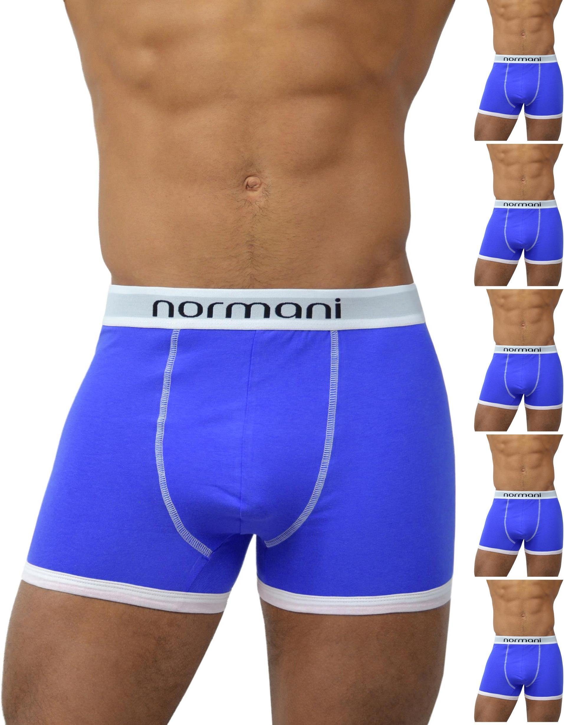 normani Retro Boxer 6 Stück Retro Boxershorts aus Baumwolle Unterhose aus atmungsaktiver Baumwolle Retro Blau