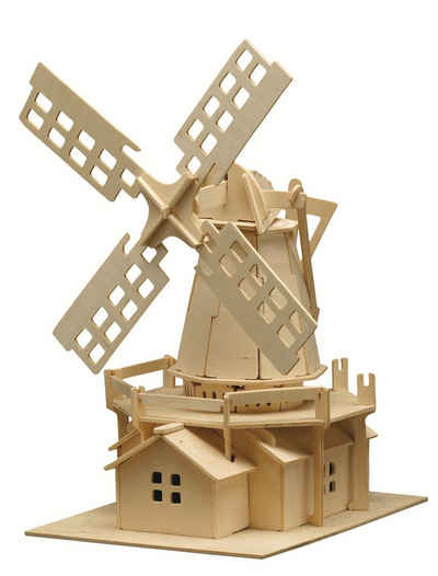 Pebaro 3D-Puzzle Holzbausatz Windmühle, 873, 78 Puzzleteile