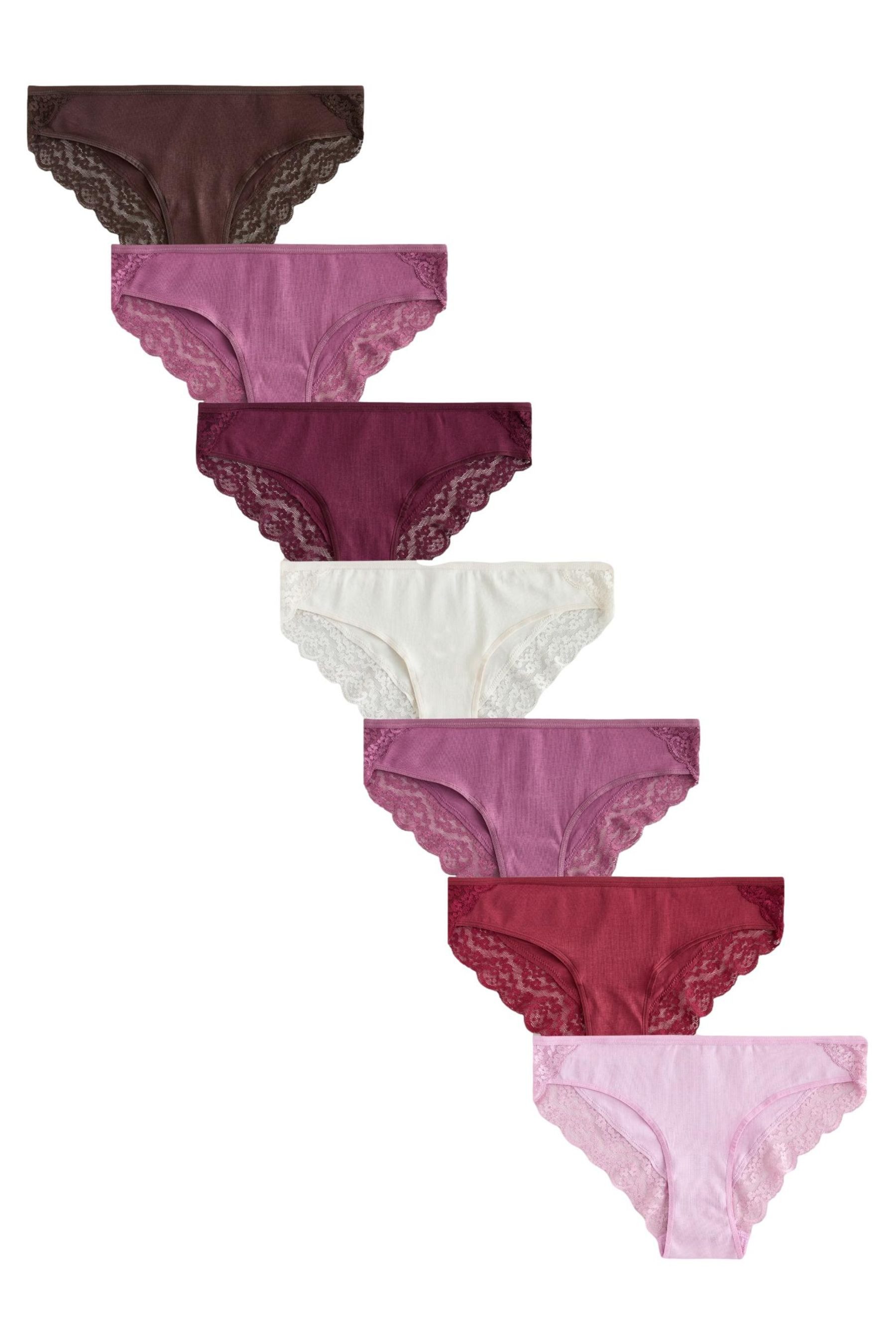 Bikinislip 7er-Pack Baumwollslips mit Spitze, Bikini