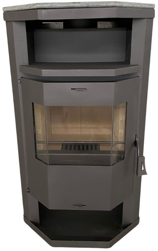Kaminofen Prismo Top-Platte, 6,4 kW, Zeitbrand, Stein Top-Platte