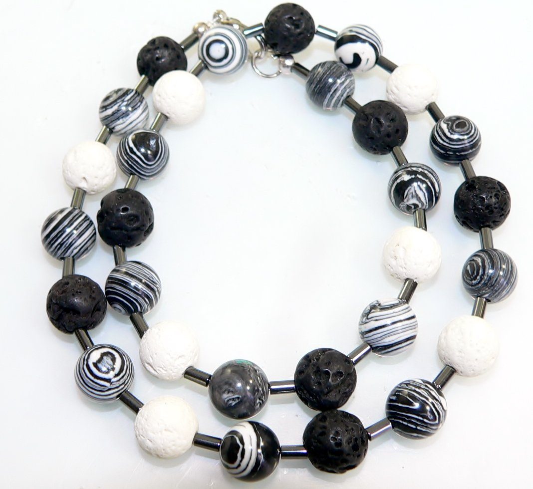 traumschmuck Kette ohne Anhänger 213x Halskette Schmuckstein Perlen Malachit, Lava, Schaumkoralle, (incl. Schmuckbox), handgefertigt, Made in Germany