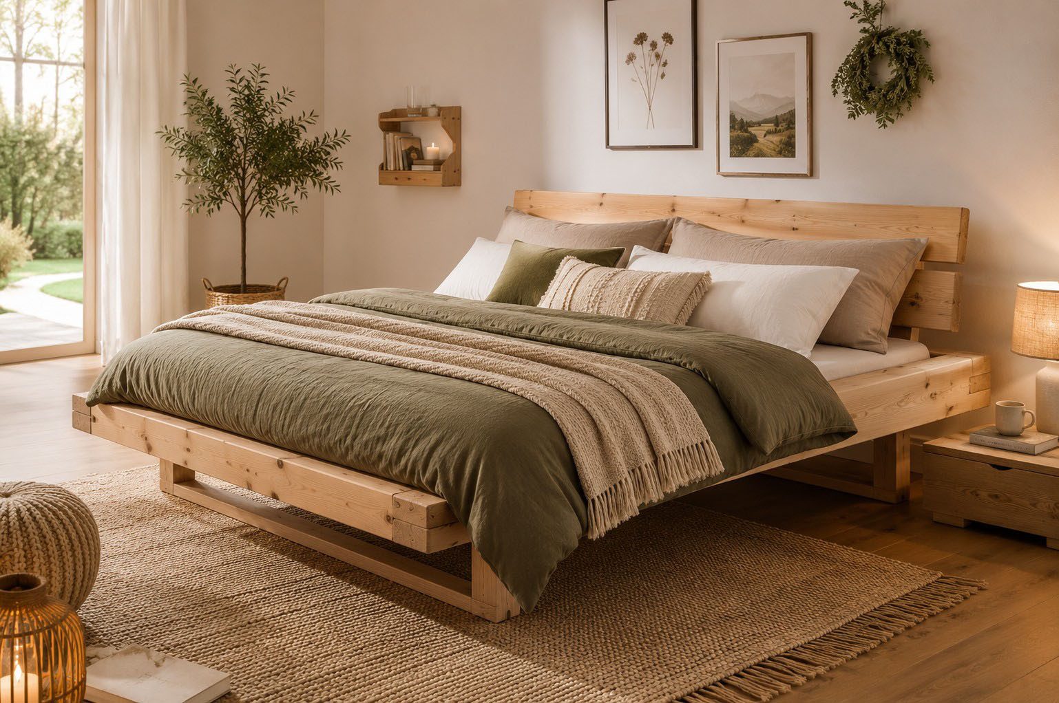 OTTO home Massivholzbett Ultima, Balkenbett, Fichte oder Eiche Massivholz, FSC® zertifiziert (sehr stabil: Hohe Belastbarkeit: 200kg je Seite, mehrere Breiten), Skandinavisches Designerstück, Robust, Füße in Kufenform, Made in EU