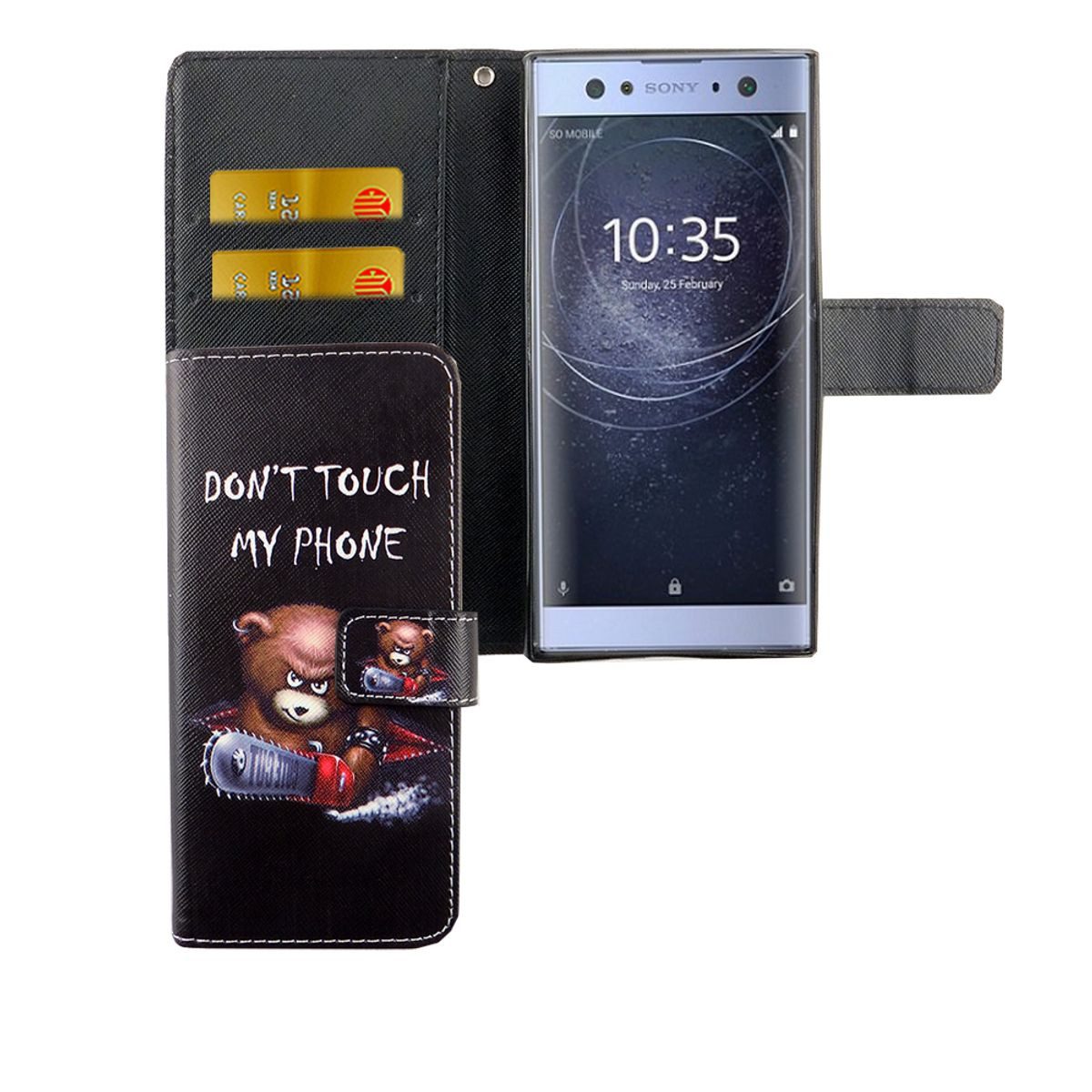 König Design Handyhülle Sony Xperia XA2, Sony Xperia XA2 Handyhülle Bookcover Schwarz