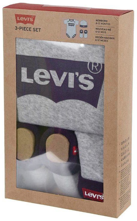 Levi's® 3-tlg) heather Neugeborenen-Geschenkset Body UNISEX (Set, gray Kids