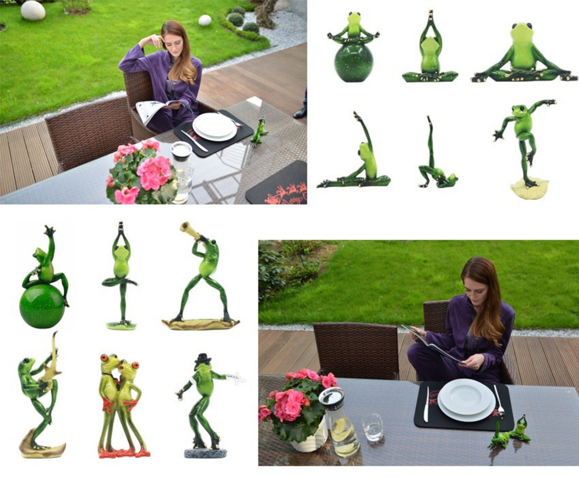 M-Diamant Dekoobjekt Dekorativer Yoga-Frosch aus grünem günstig online kaufen