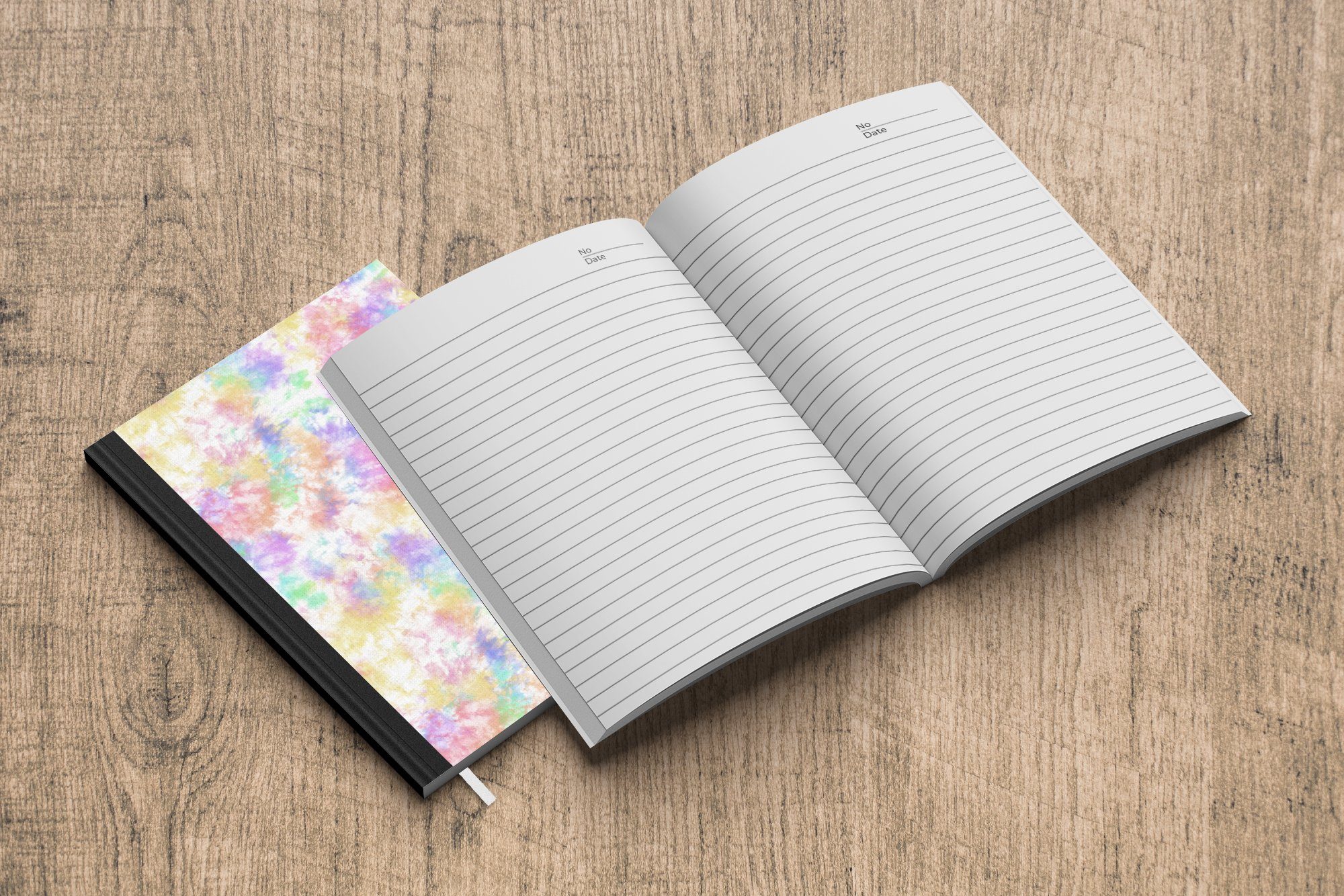 MuchoWow Notizbuch Pastell Muster, Journal, A5, - 98 Merkzettel, Seiten, Regenbogen - Krawattenfärbung - Tagebuch, Haushaltsbuch Notizheft