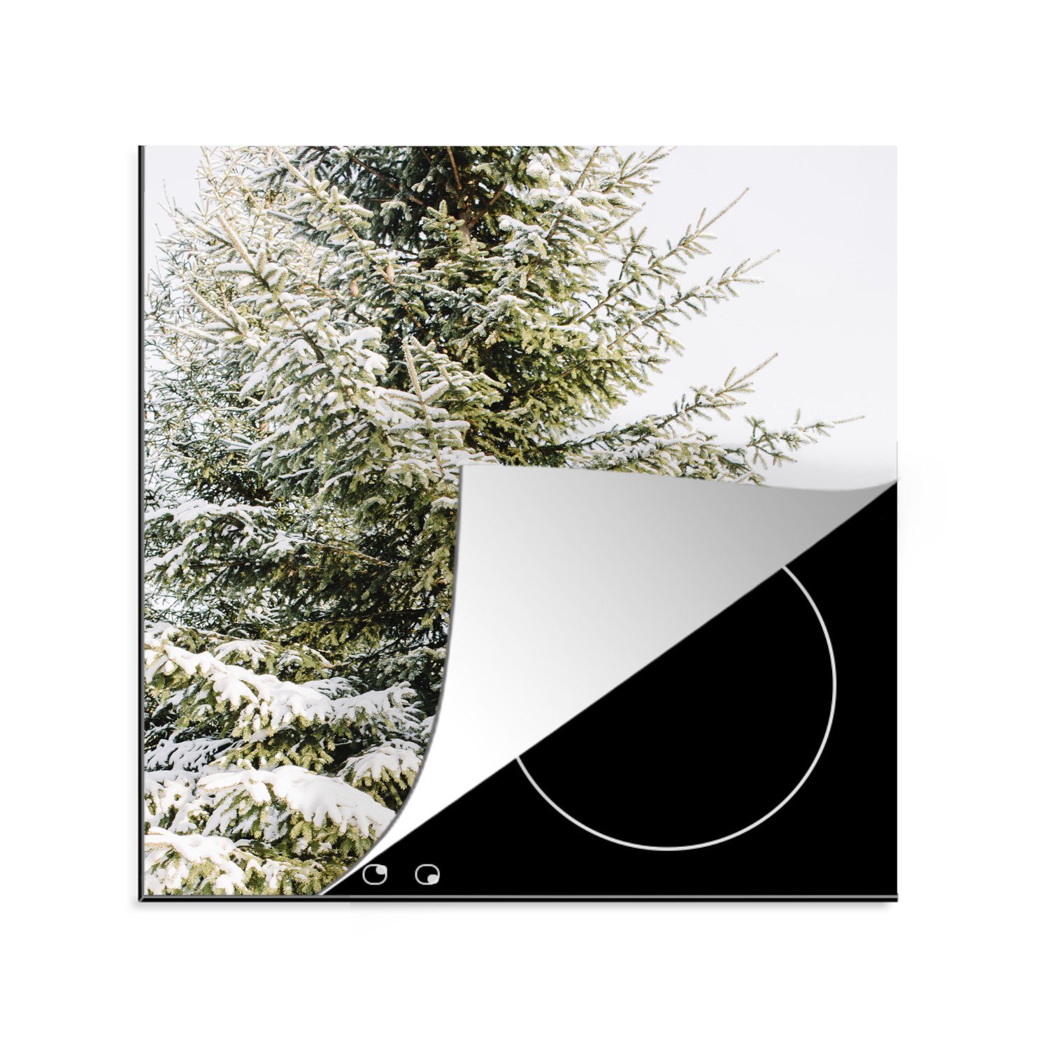 MuchoWow Herdblende-/Abdeckplatte Winter - Baum - Schnee, Vinyl, (1 tlg), 78x78 cm, Ceranfeldabdeckung, Arbeitsplatte für küche