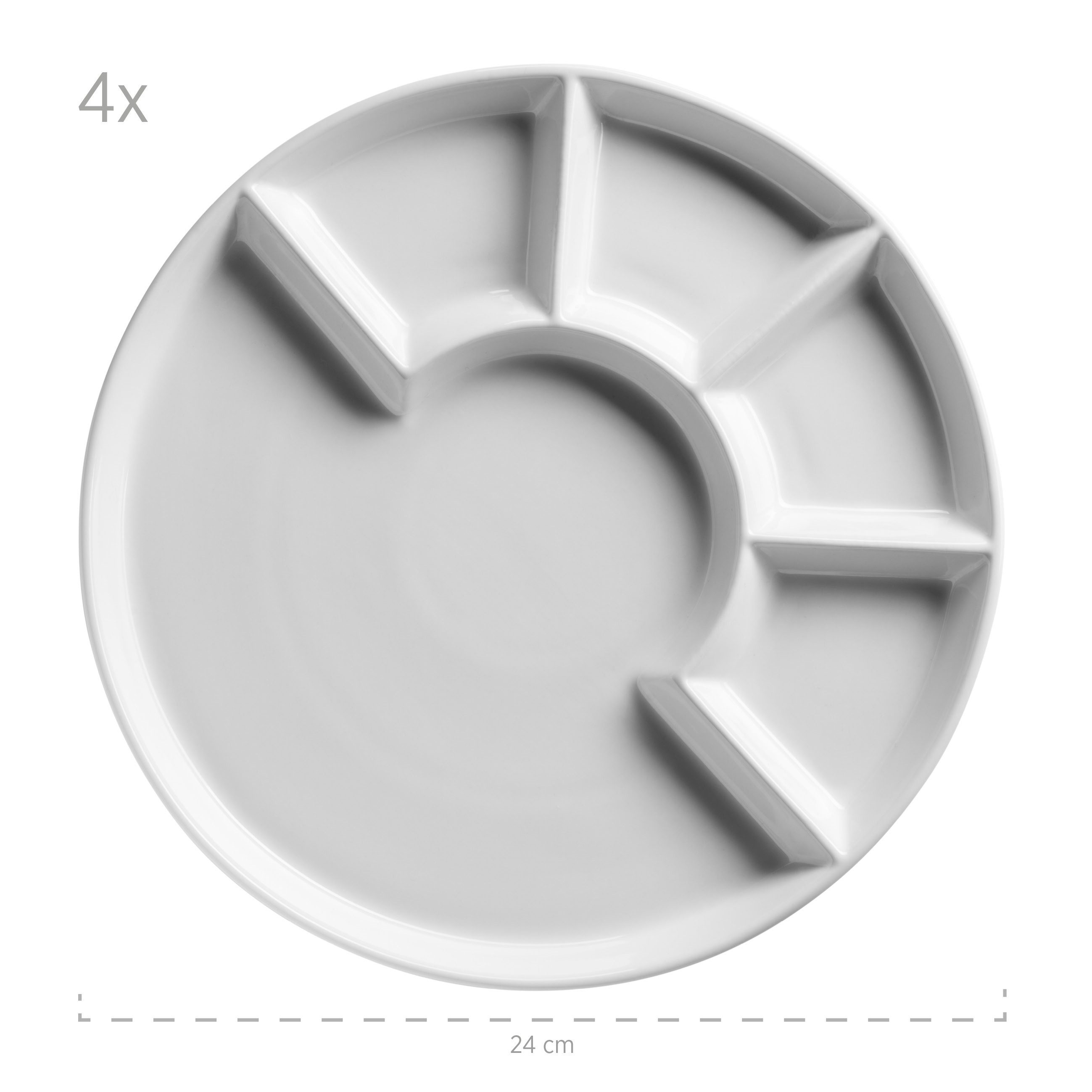 MÄSER Fondueteller Fondueteller Ø 24 cm, aus Porzellan, (4 St), Teller Set – Bild 5 von 5