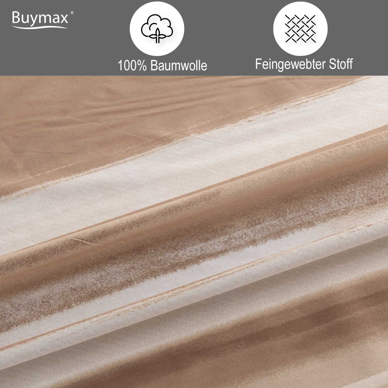 Buymax Bettwäsche Palermo, Renforcé: 100% Baumwolle, 2 teilig, 155x220 cm, Bettbezug-Set, mit Reißverschluss, Streifen, Braun-Beige