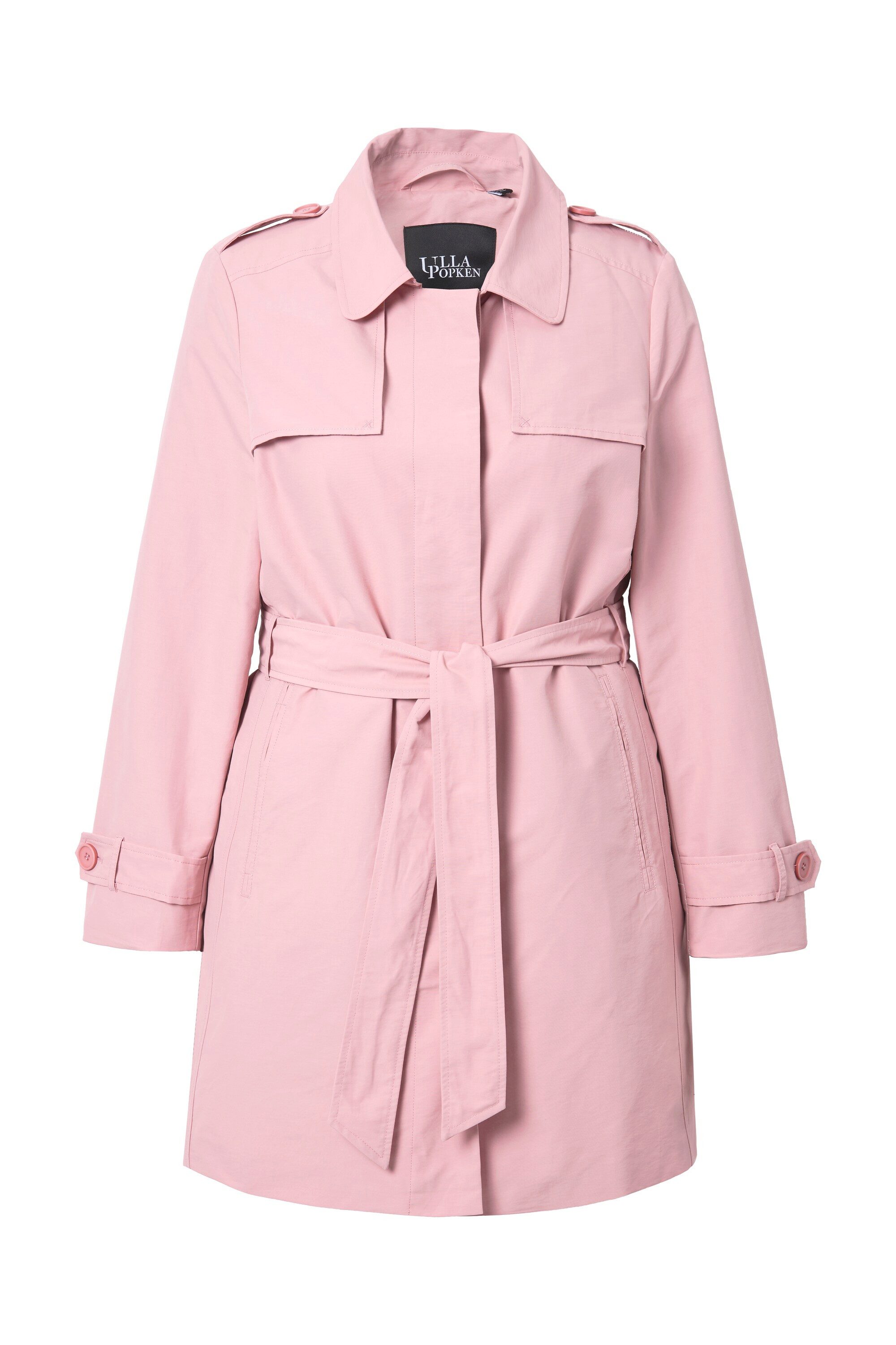 Ulla Popken Wintermantel Trenchcoat A-Linie Hemdkragen Bindegürtel günstig online kaufen