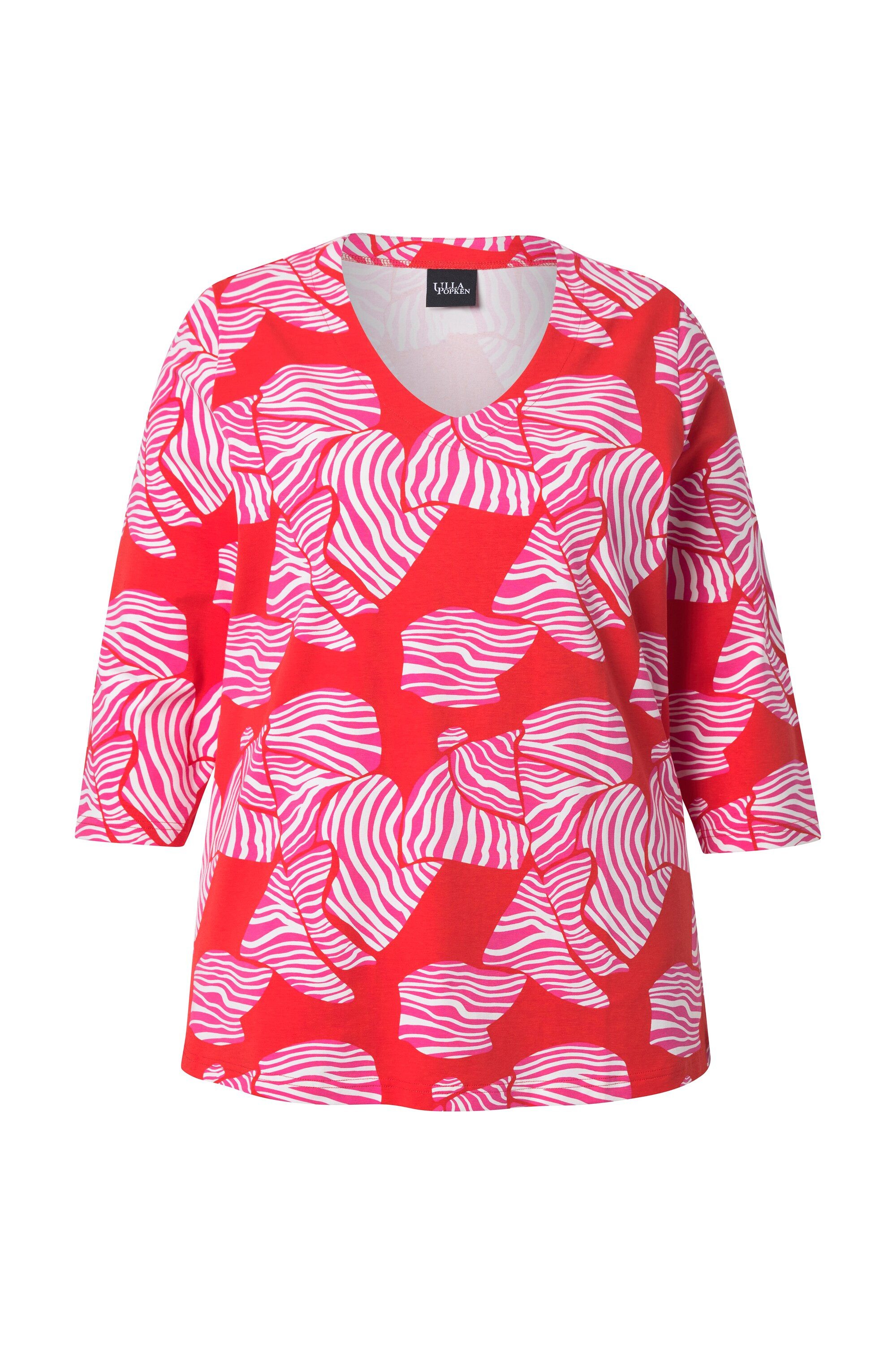 Ulla Popken T-Shirt Shirt Schleifen Classic V-Ausschnitt 3/4-Arm