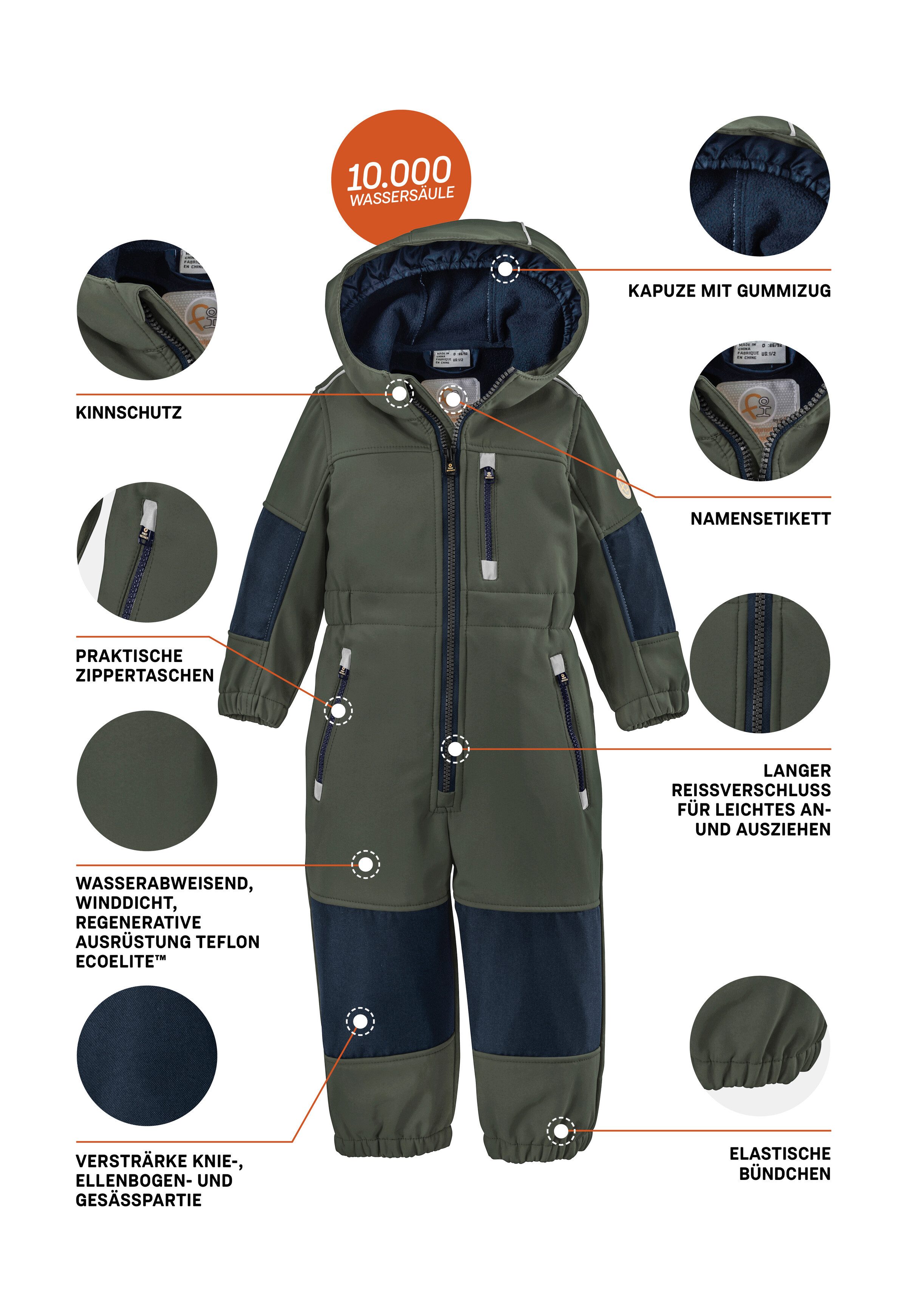 first instinct by killtec Overall FIOW 35 MNS ONPC Softshellanzug mit Fleece Innen, wasserabweisend, winddicht