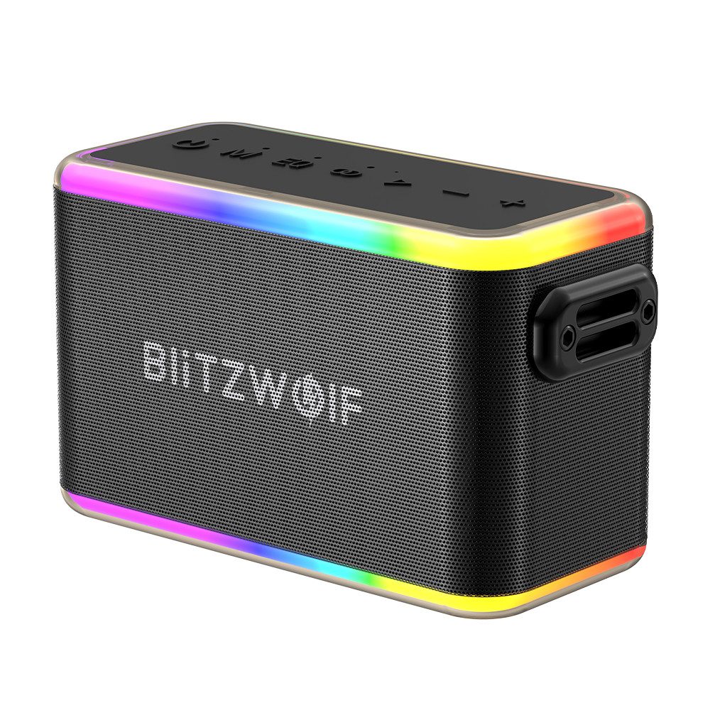 BLiTZWOLF 80W Stereo Bluetooth-Lautsprecher (Kabellos, 6000mAh Powerbank Karaoke, Outdoor Musikbox RGB TF AUX)