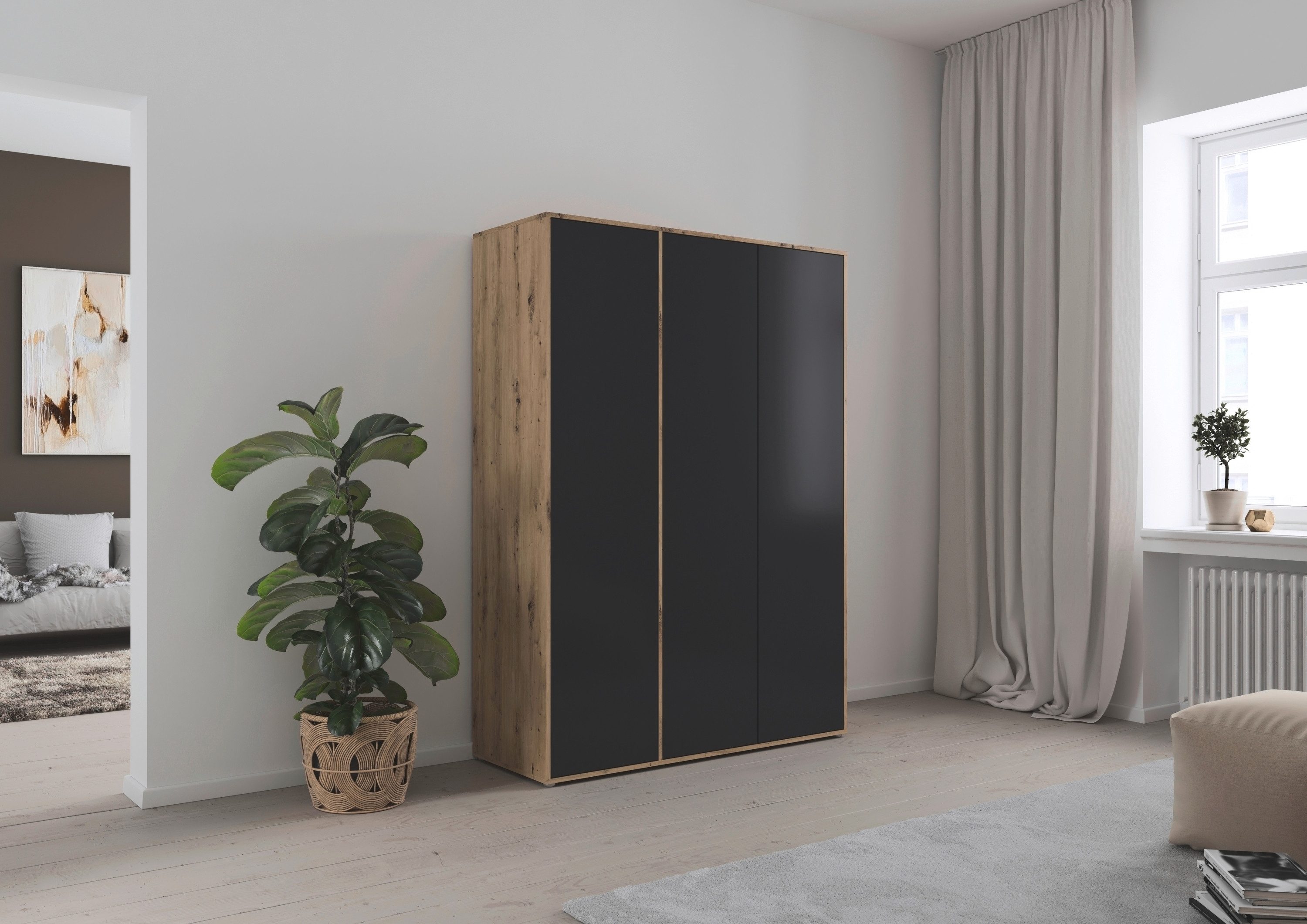 rauch Drehtürenschrank Kleiderschrank Schrank Garderobe Wäscheschrank NABILA viel Stauraum (in 3 verschiedenen Ausstattungen BASIC/CLASSIC/PREMIUM) in 2 Breiten mit Push-to-Open Funktion TOPSELLER MADE IN GERMANY